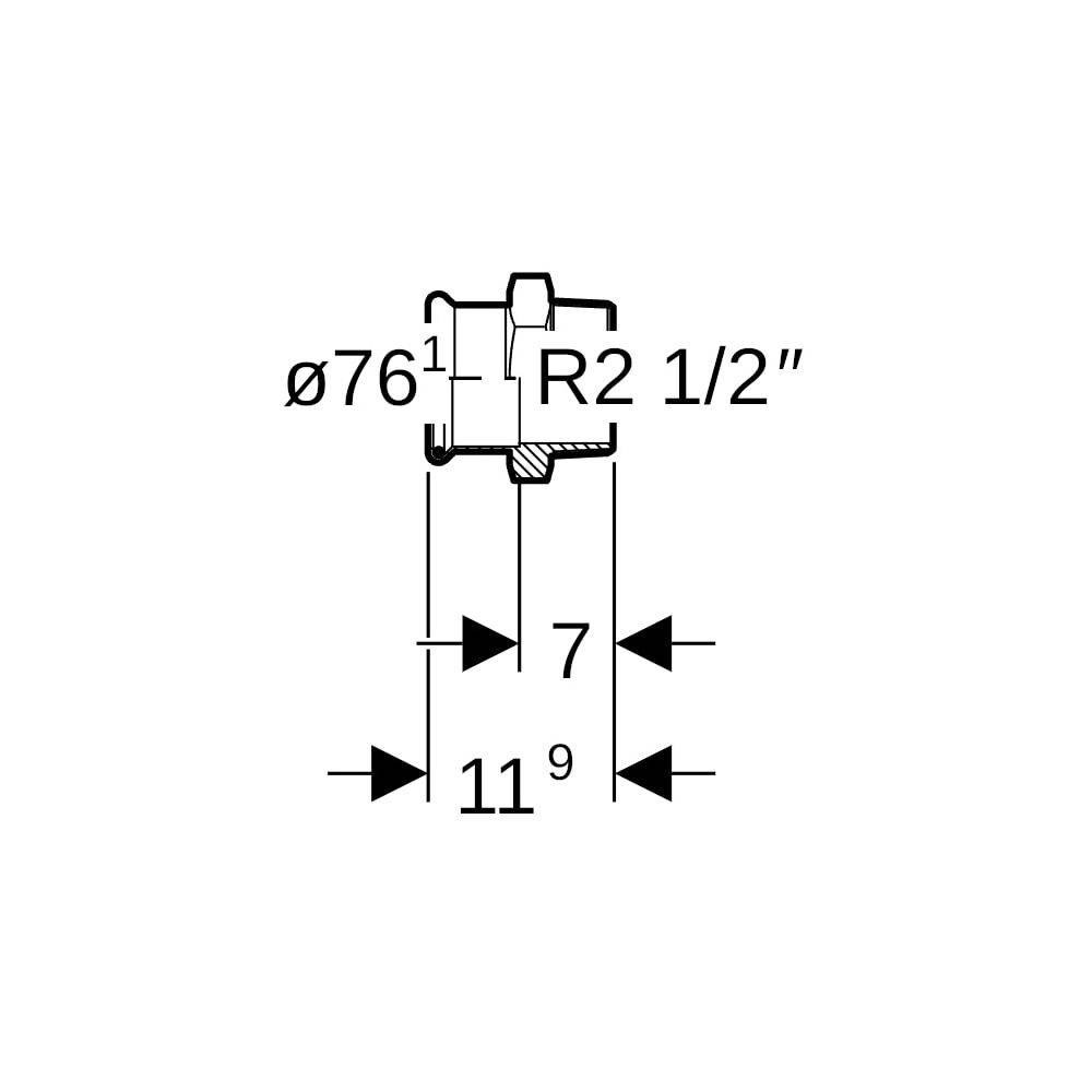 Geberit GE Mapress Therm, Uebergang, d76,1mm x R2 1/2, NPW, 1 Stk.