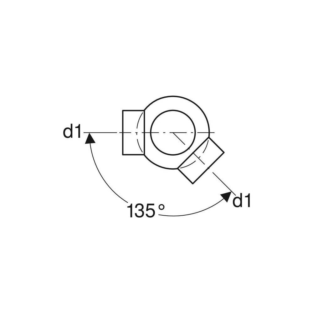 Geberit PE Kugelabzweig 88,5 Grad zweifach, Anschlüsse 135 versetzt D 110mm, D1 110mm