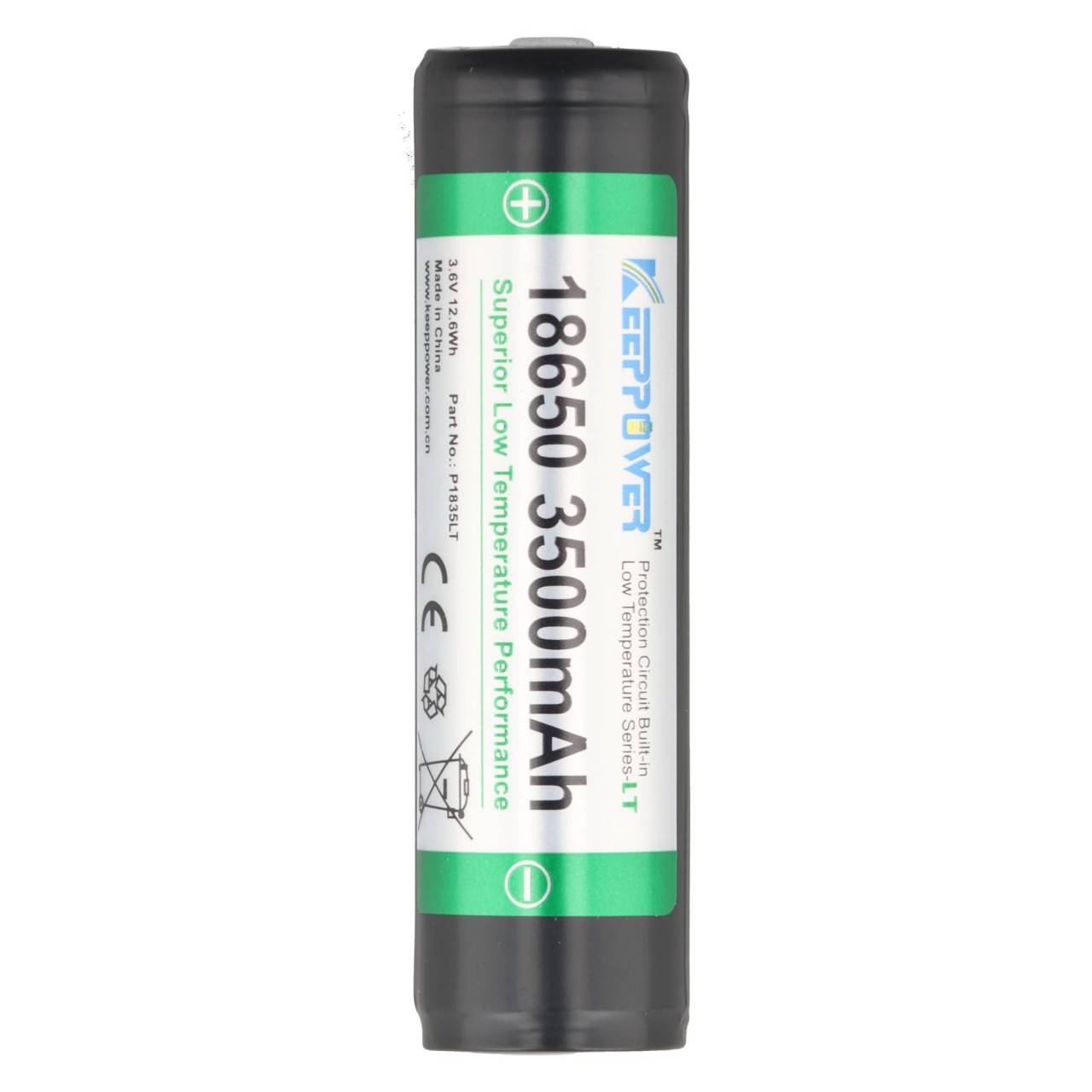 18650 Li-Ion-Akku 3500mAh Low Temperature 3,7V, 69,2x18,6mm, geschützt P1835LT