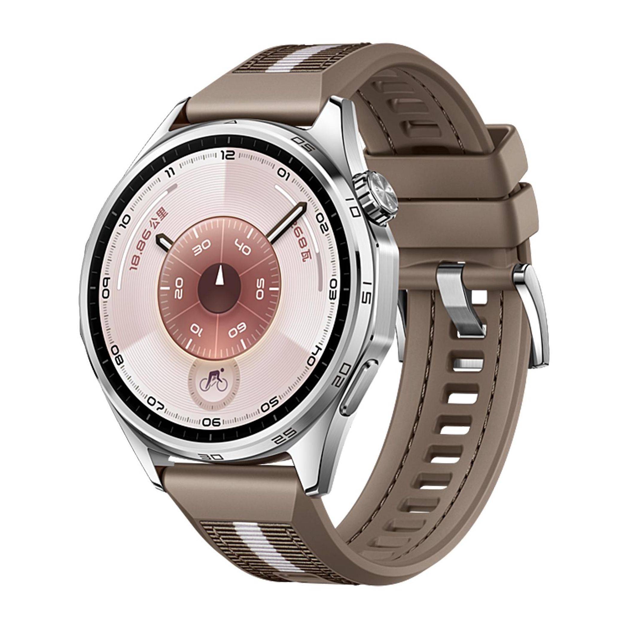 Hybrid Armband für Huawei Watch GT 6 46mm Silikon Nylon Design Ersatz Braun