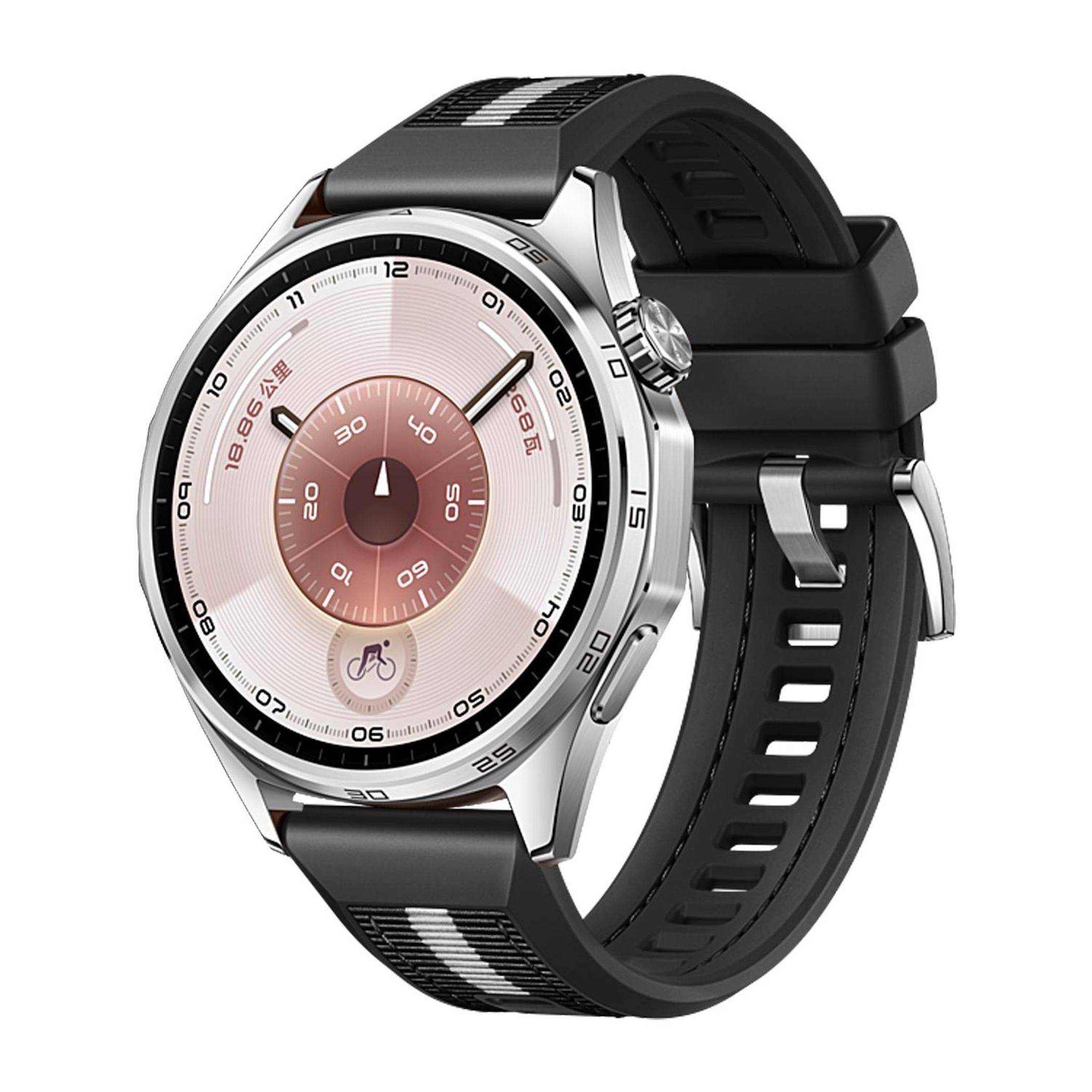 Hybrid Armband für Huawei Watch GT 6 46mm Silikon Nylon Design Ersatz Schwarz
