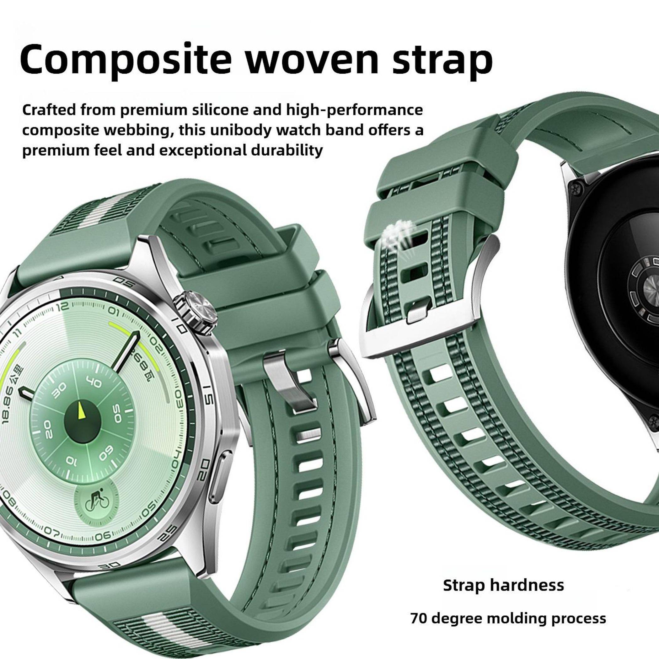 Hybrid Armband für Huawei Watch GT 6 46mm Silikon Nylon Design Ersatz Schwarz