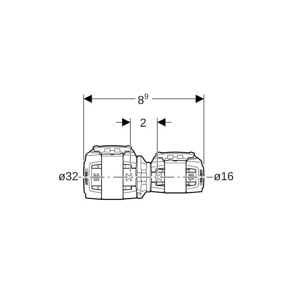 Geberit Reduktion FlowFit, 32x16mm, PPSU, Schwarz, 620003001