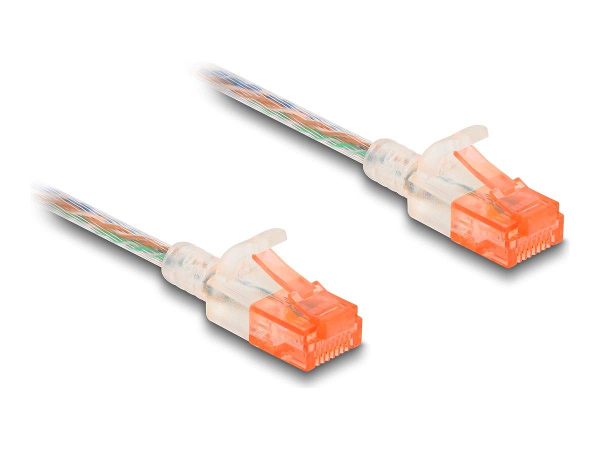 Delock RJ45 Netzwerkkabel Cat.6A U/UTP Slim 0.5 m transparent Netzwerk CAT 6a UTP 0,5 m