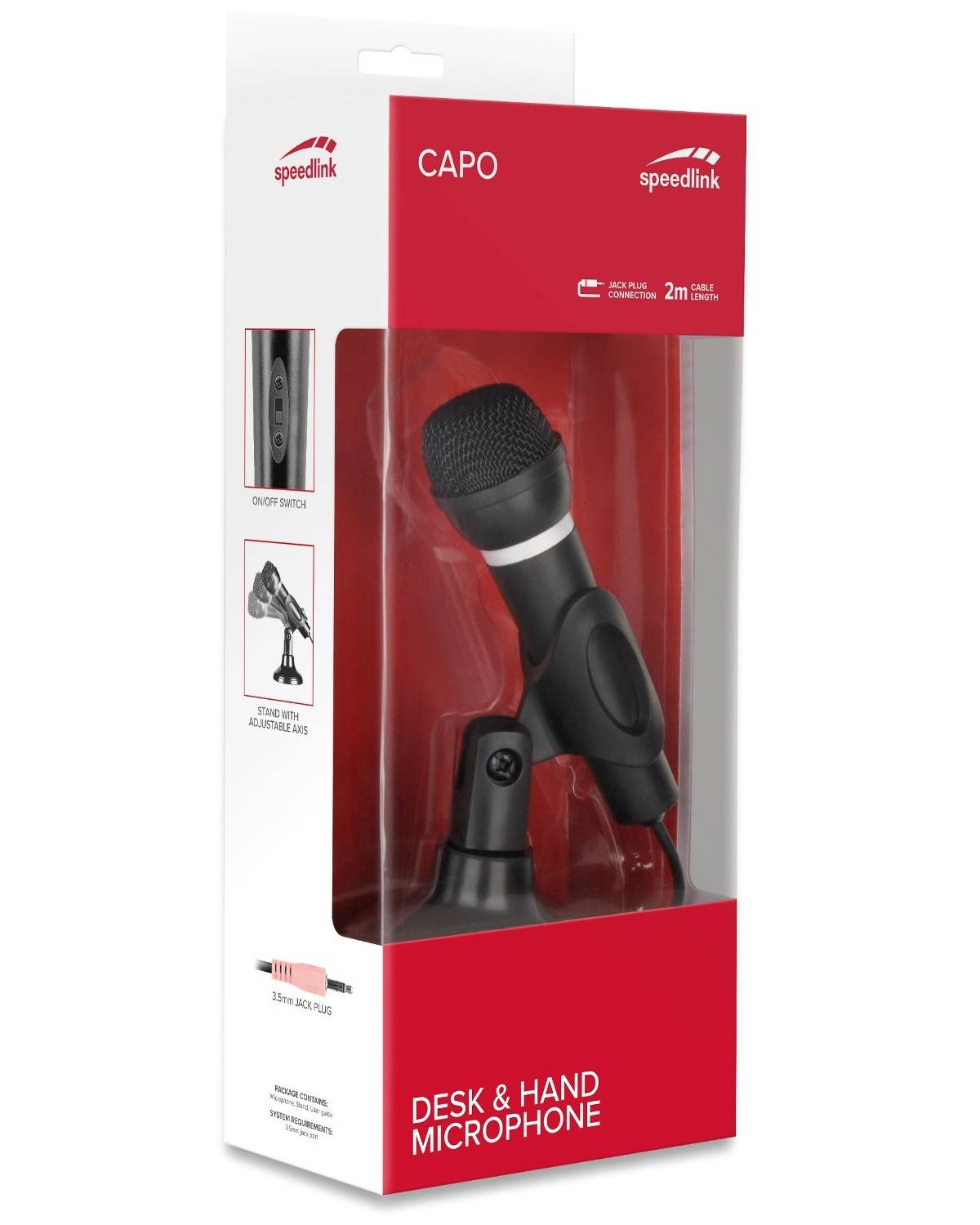 CAPO, karaoke microphone, wired, 3.5 mm (1/8inch), black, 2 m, box