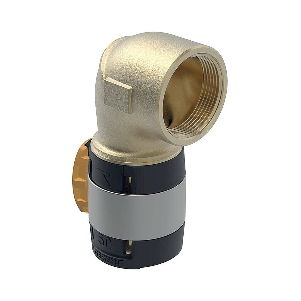 Geberit FlowFit Übergangsbogen 90 Grad mit Innengewinde, D 63mm, Rp 2", Rotguss bleifrei