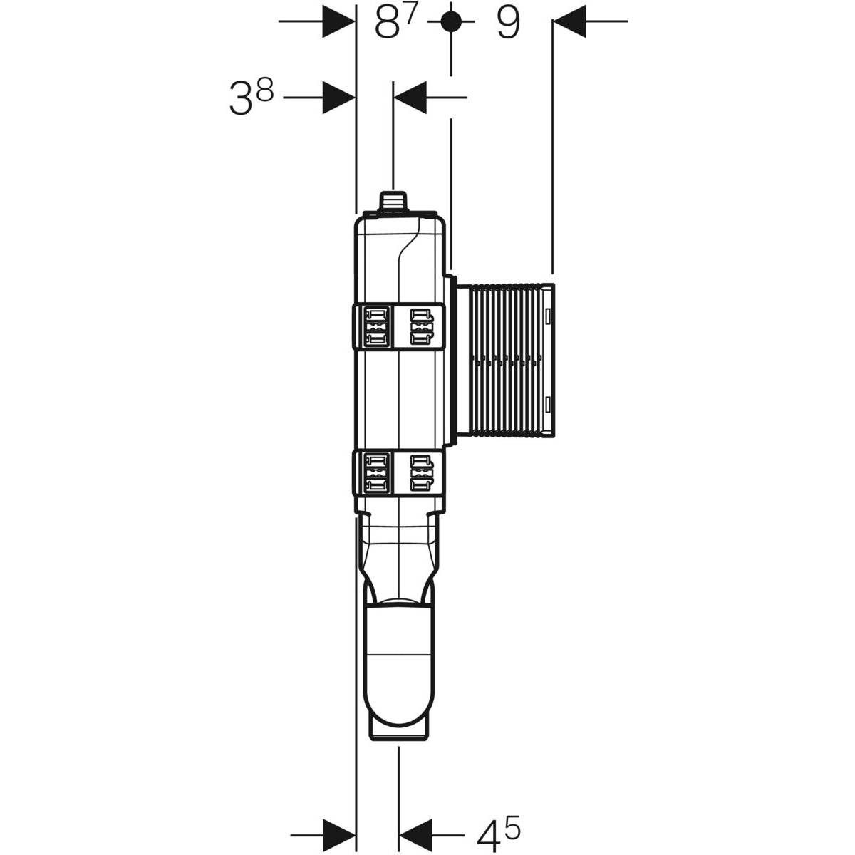 Geberit Hygienespülung HS30, 2 Wasseranschlüsse, DN 50, 48,5x8,7cm, 616271001