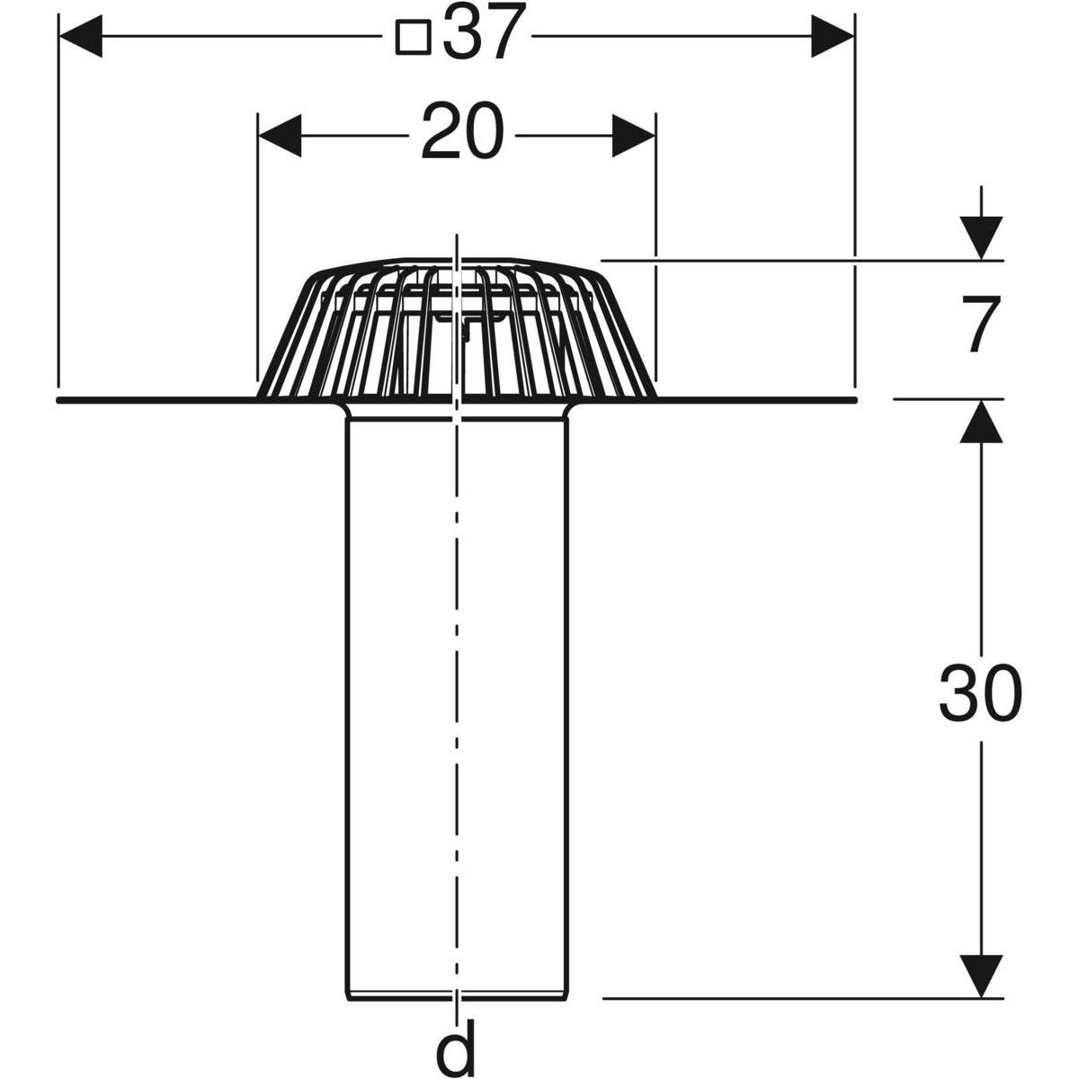 Geberit Dachwassereinlauf konventionell 6 l/s d110mm, Bitumen, 6 l/s, Anschlussblech, 1 Stk.