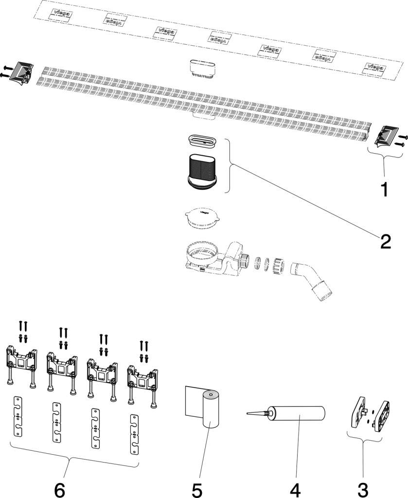 Viega Duschrinnen-Grundkörper Advantix Vario 4965.10 in 300-1200mm Kunststoff, 1 Stk.