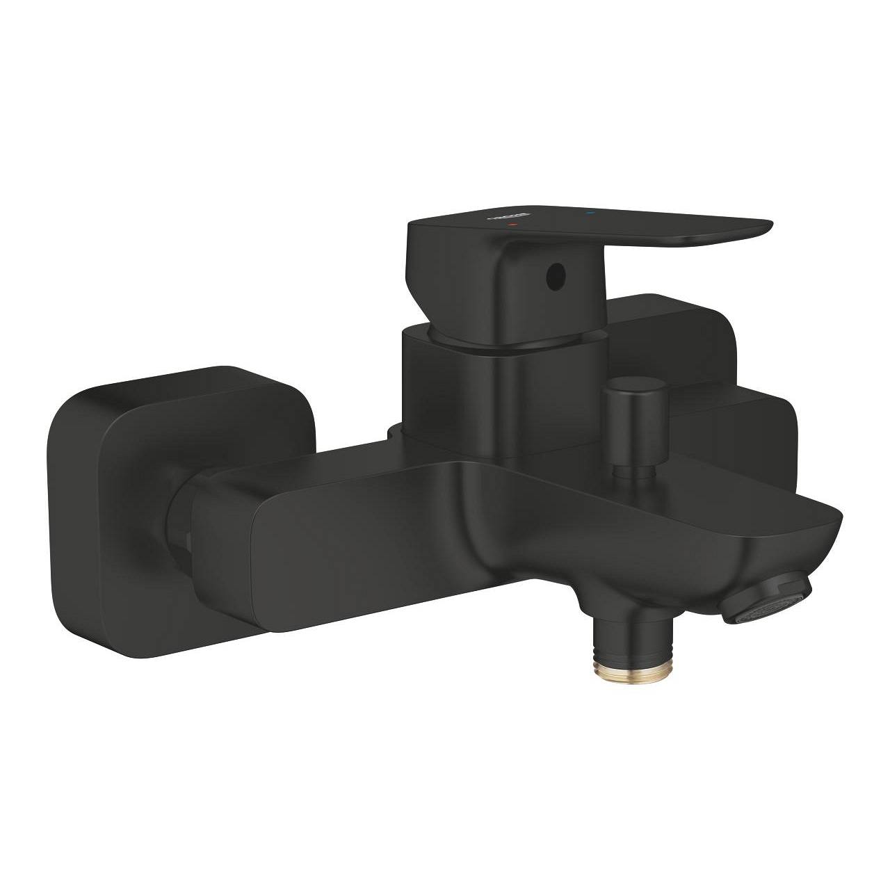 Grohe Cubeo Einhand-Wannenbatterie, Wandmontage, mit S-Anschlüsse, Wandrosette, eigensicher, Mattschwarz, 1018132430
