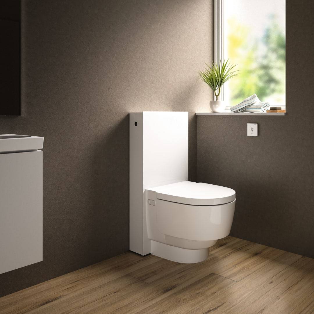 Geberit AquaClean Mera Classic, AP, Stand-WC Frontplatte Glas weiss, Komplettanlage, 1 Stk.
