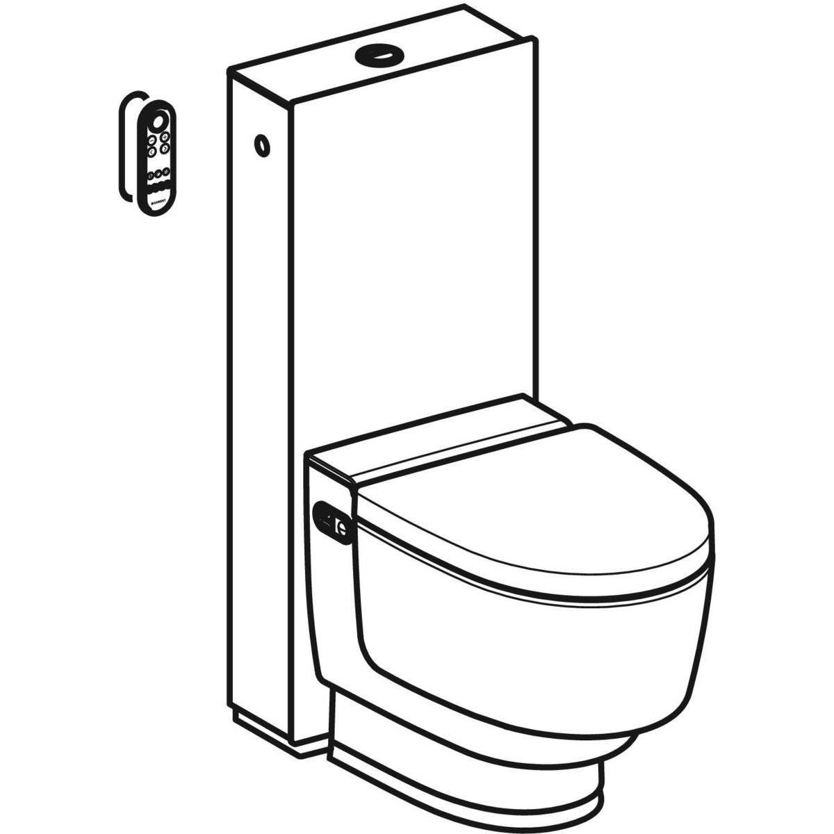 Geberit AquaClean Mera Classic, AP, Stand-WC Frontplatte Glas weiss, Komplettanlage, 1 Stk.