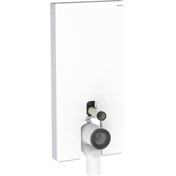 Geberit Monolith Sanitärmodul für Stand-WC, Höhe 101cm, Frontverkleidung aus Glas, Aluminium, Weiß