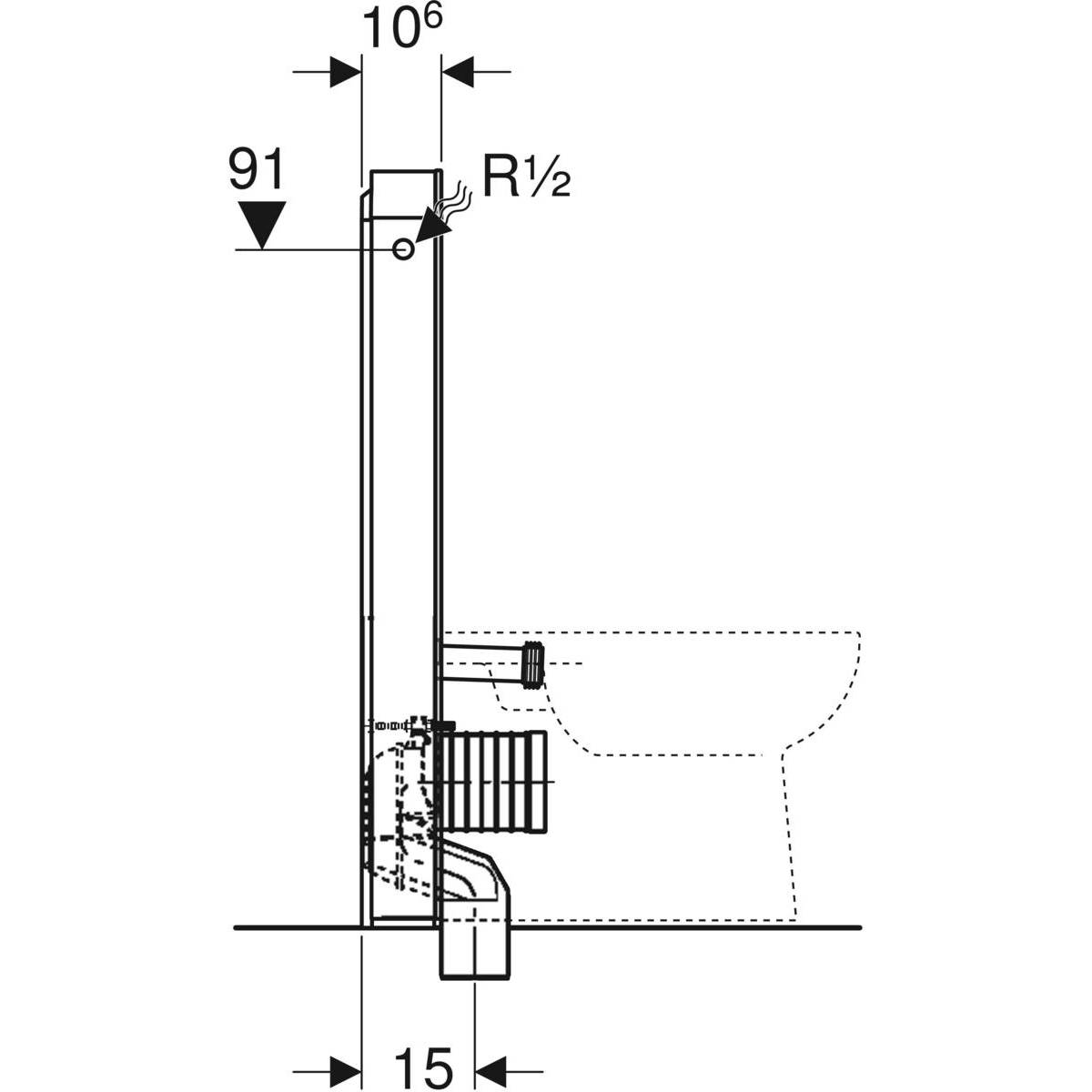 Geberit Monolith Sanitärmodul für Stand-WC, Höhe 101cm, Frontverkleidung aus Glas, Aluminium, Weiß