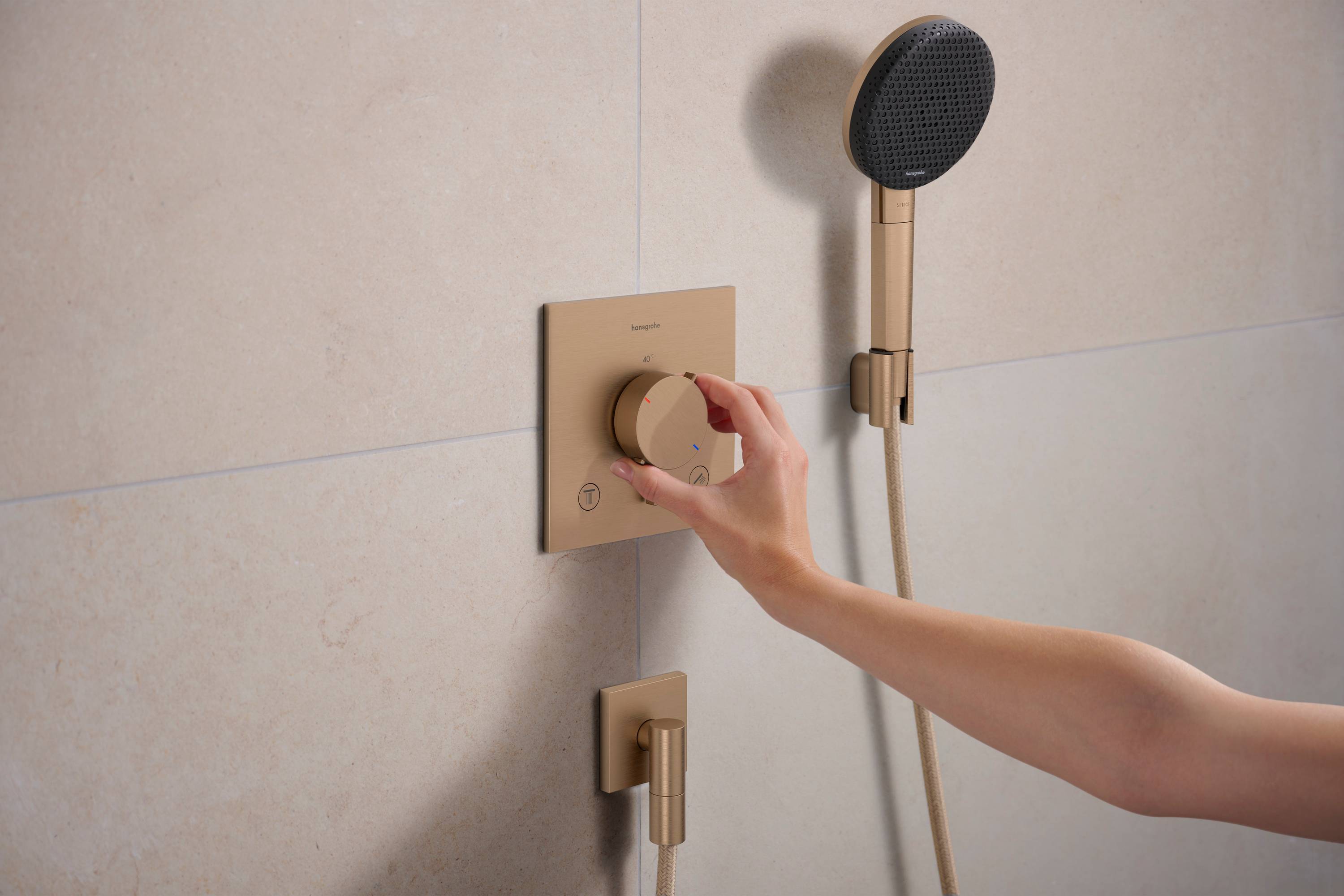 hansgrohe Ecostat Comfort E Thermostat Unterputz für 2 Verbraucher, Brushed Bronze