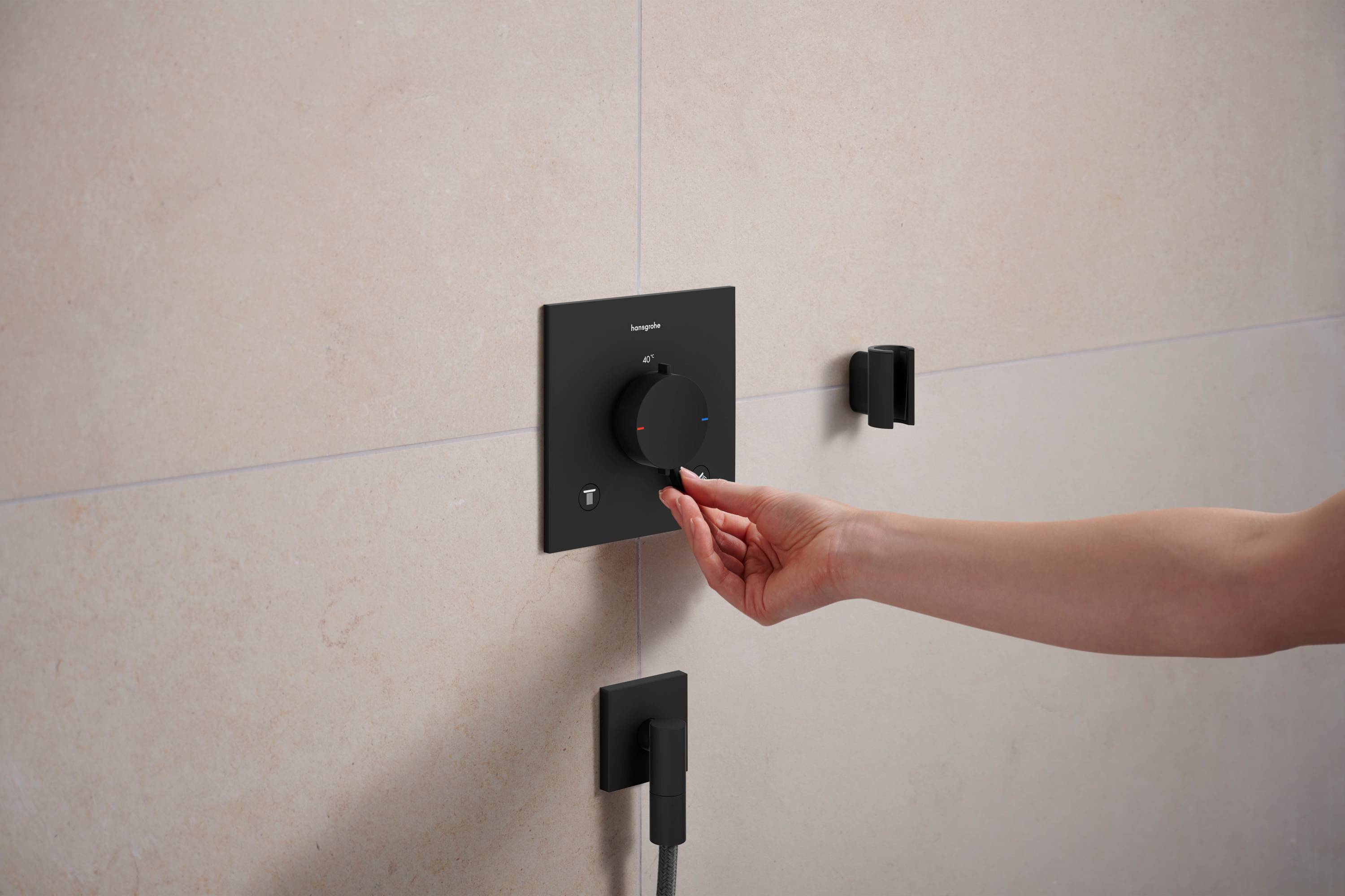 hansgrohe Ecostat Comfort E Thermostat Unterputz für 2 Verbraucher, Mattschwarz