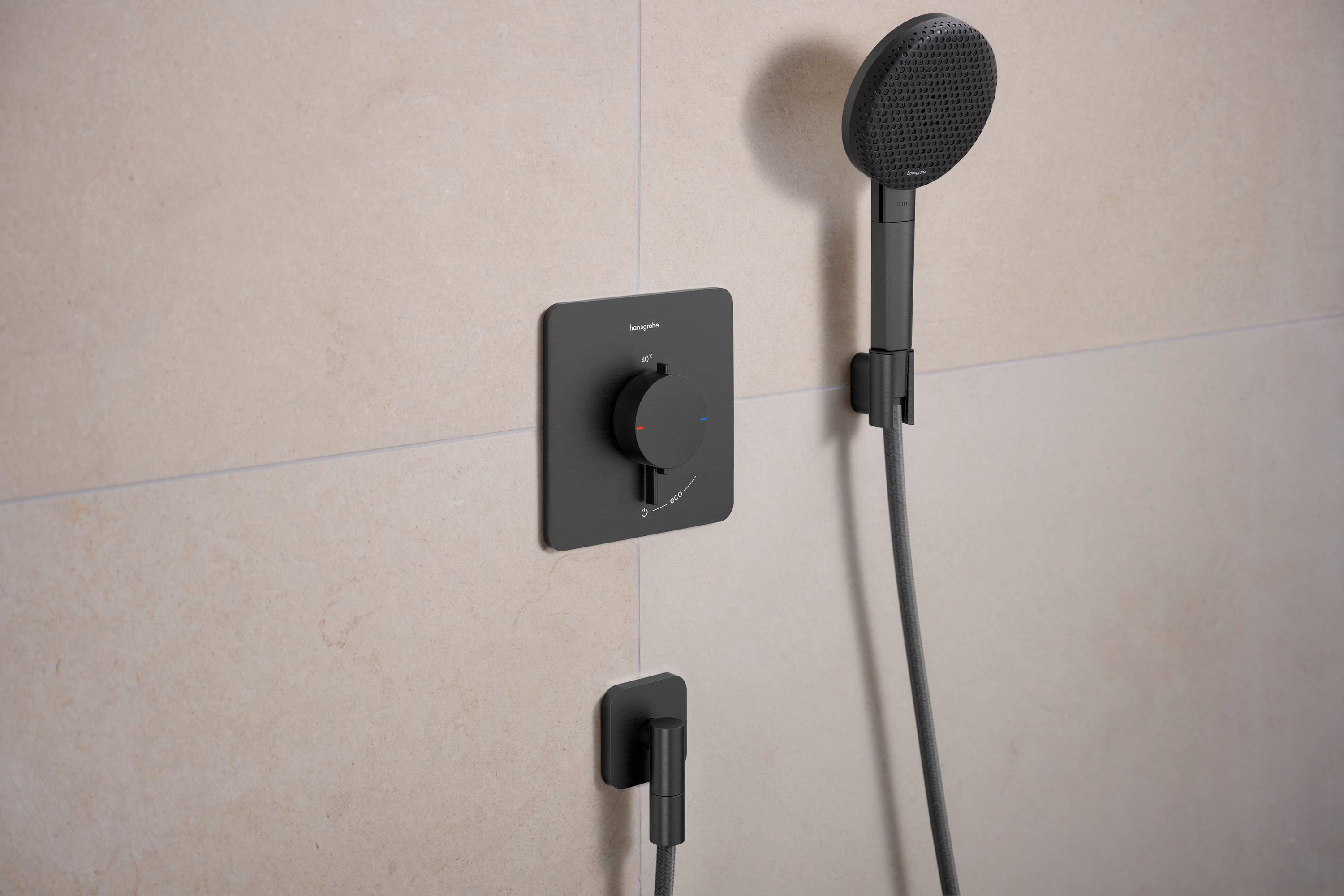 hansgrohe Ecostat Comfort Q Thermostat Unterputz für 1 Verbraucher, Brushed Black Chrome