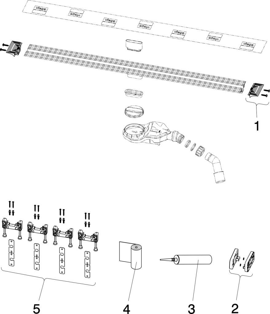 Viega Duschrinnen-Grundkörper Advantix Vario 4966.10 in 300-1200mm Kunststoff, 1 Stk.