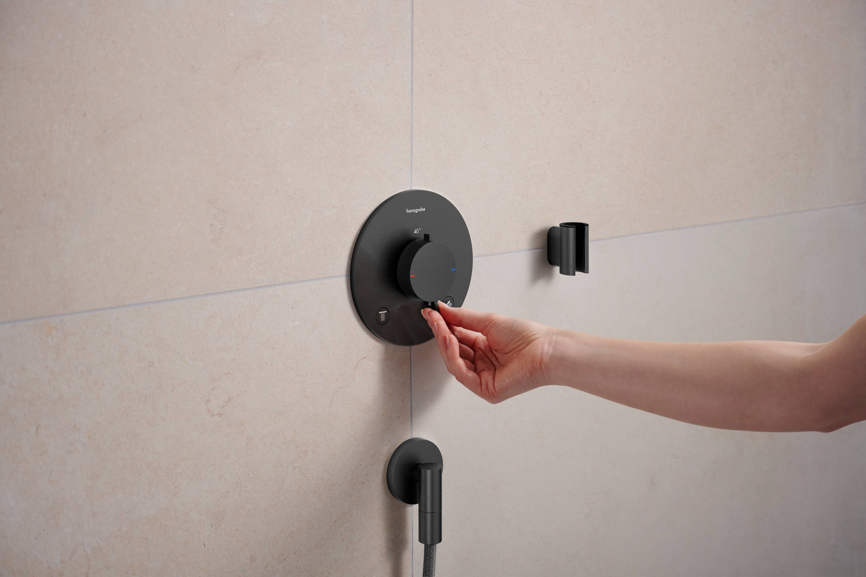 hansgrohe Ecostat Comfort S Thermostat Unterputz für 2 Verbraucher, Brushed Black Chrome
