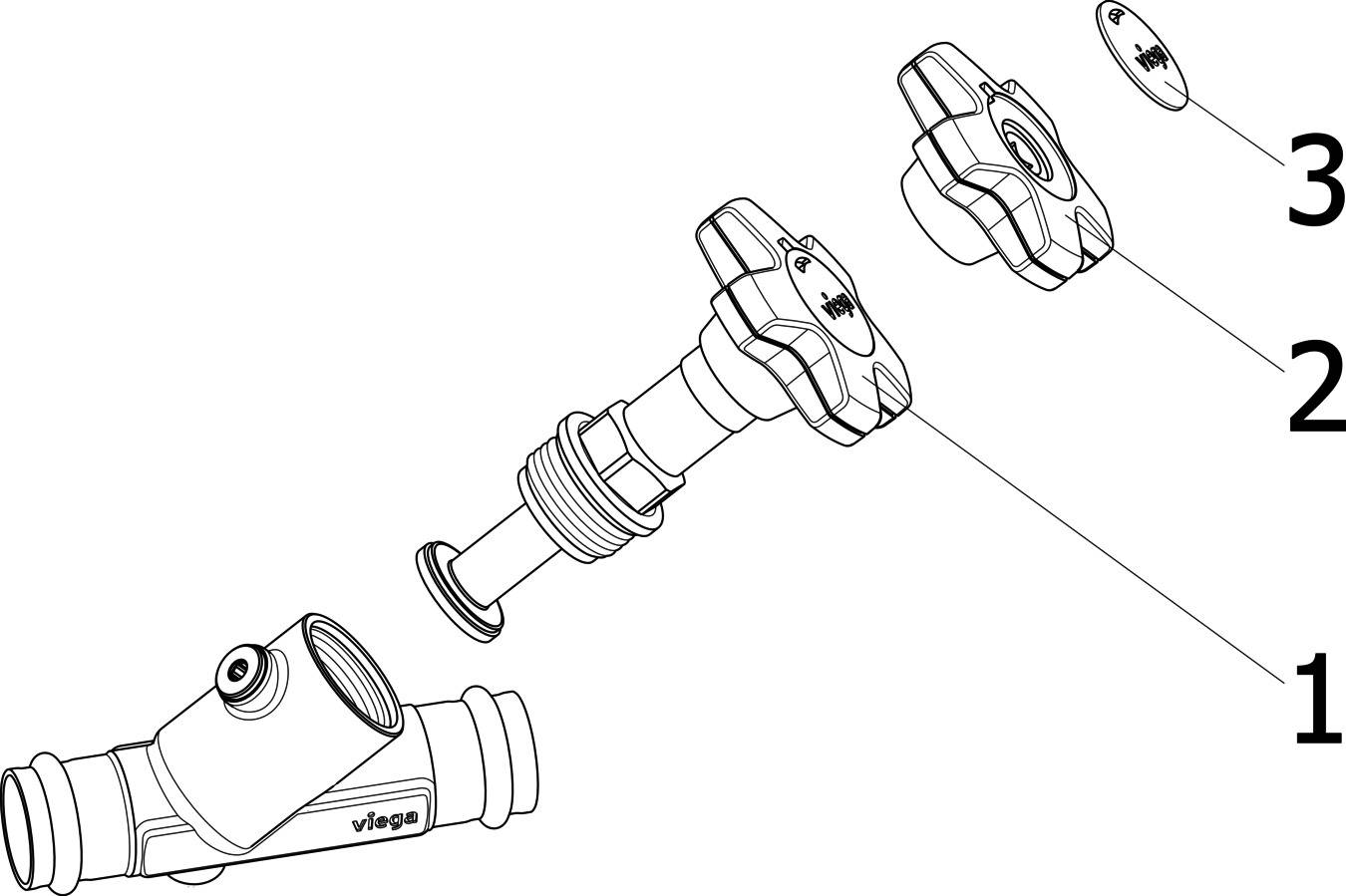 Viega Schrägsitzventil mit SC-Contur Easytop 2237.5, DN 15, d. 18mm, Rotguss