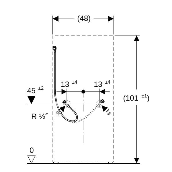 Geberit Wasseranschlussset unten zu Monolith Sanitärmodul, für WC, Höhe 101cm