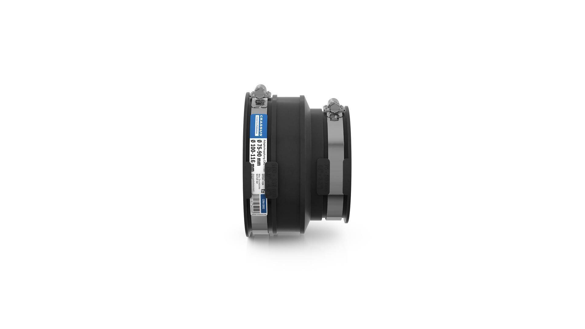 Crassus Adapterkupplung CAC 1155, bis 0,6 bar (100-116mm auf 75-90mm), EPDM / V2A, 1 Stk.