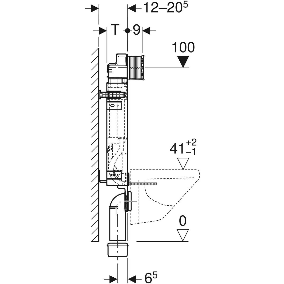 Geberit Kombifix Element für Wand-WC 108cm, mit Sigma Unterputzspülkasten 12cm, Geruchsabsaugung Abluft