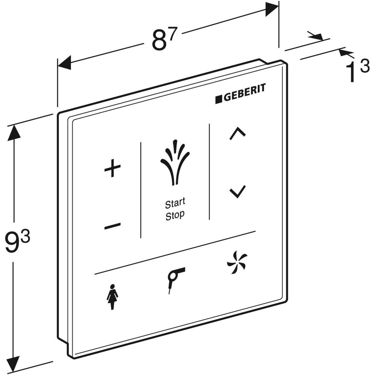 Geberit Wandbedienpanel AquaClean, Bluetooth, Glas, Weiß, 147038SI1