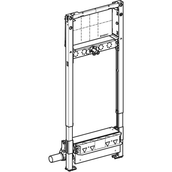 Geberit Duofix Element für Dusche, 130cm Metall-/Holzständerw., Wandablauf, Wandarmatur UP, Estrichhöhe am Einlauf