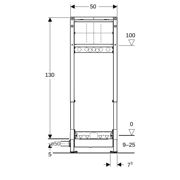 Geberit Duofix Element für Dusche, 130cm Metall-/Holzständerw., Wandablauf, Wandarmatur UP, Estrichhöhe am Einlauf