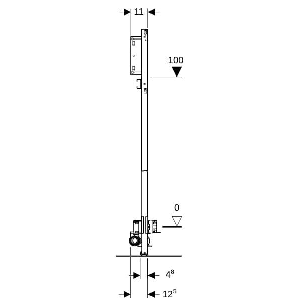Geberit Duofix Element für Dusche, 130cm Metall-/Holzständerw., Wandablauf, Wandarmatur UP, Estrichhöhe am Einlauf