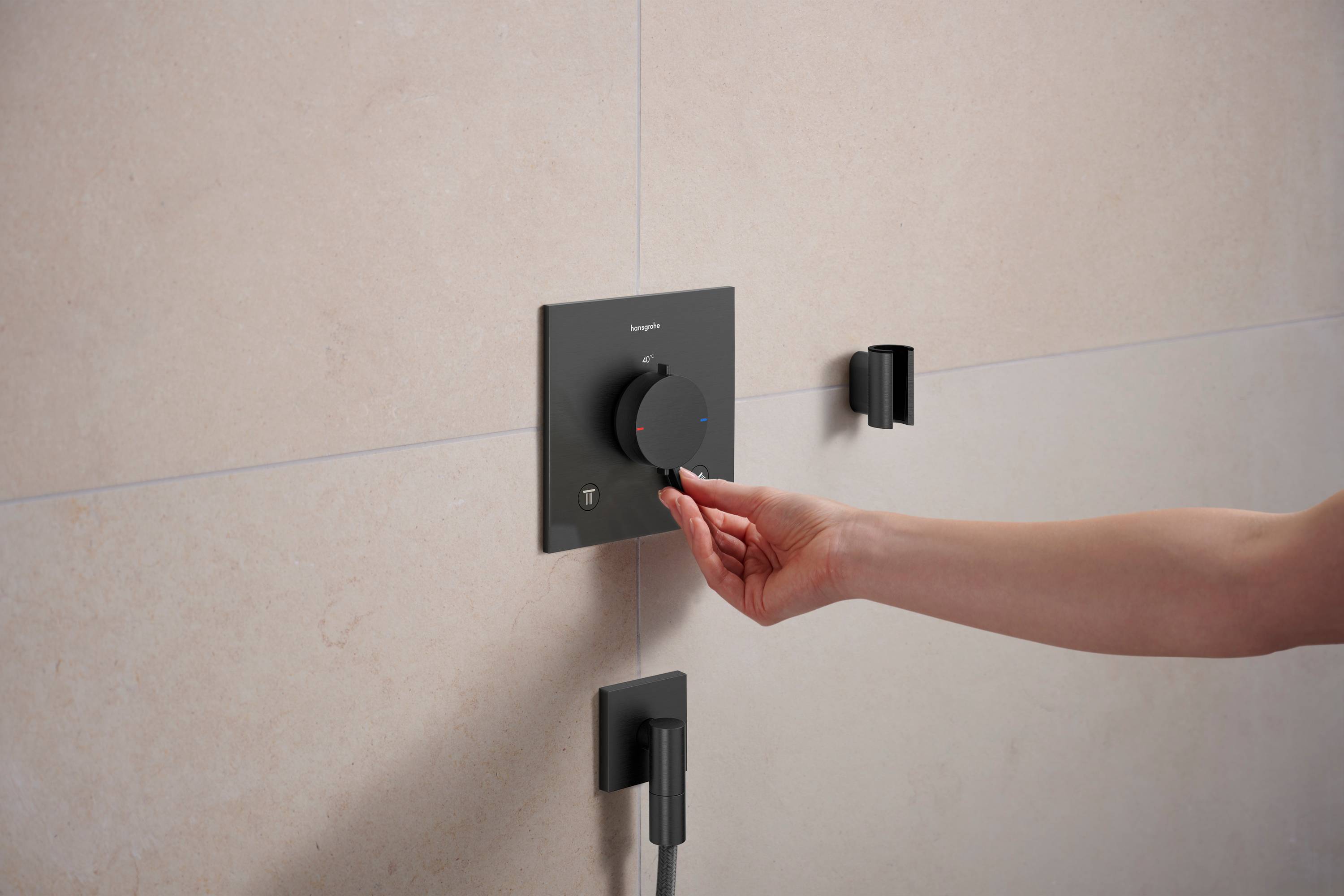 Hansgrohe Ecostat Comfort E Thermostat Unterputz, 25,7l/min, für 2 Verbraucher, Brushed Black Chrome