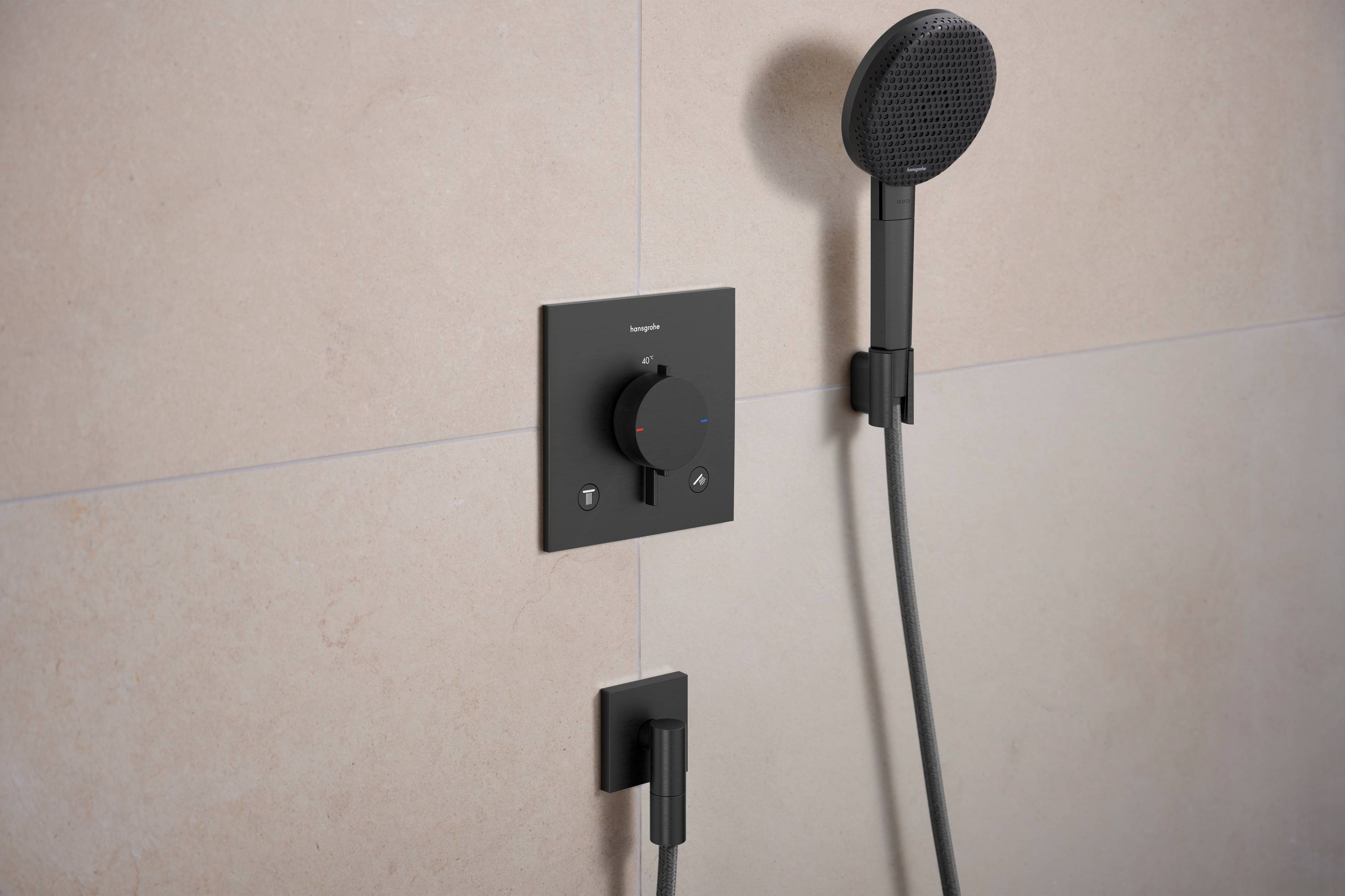 Hansgrohe Ecostat Comfort E Thermostat Unterputz, 25,7l/min, für 2 Verbraucher, Brushed Black Chrome