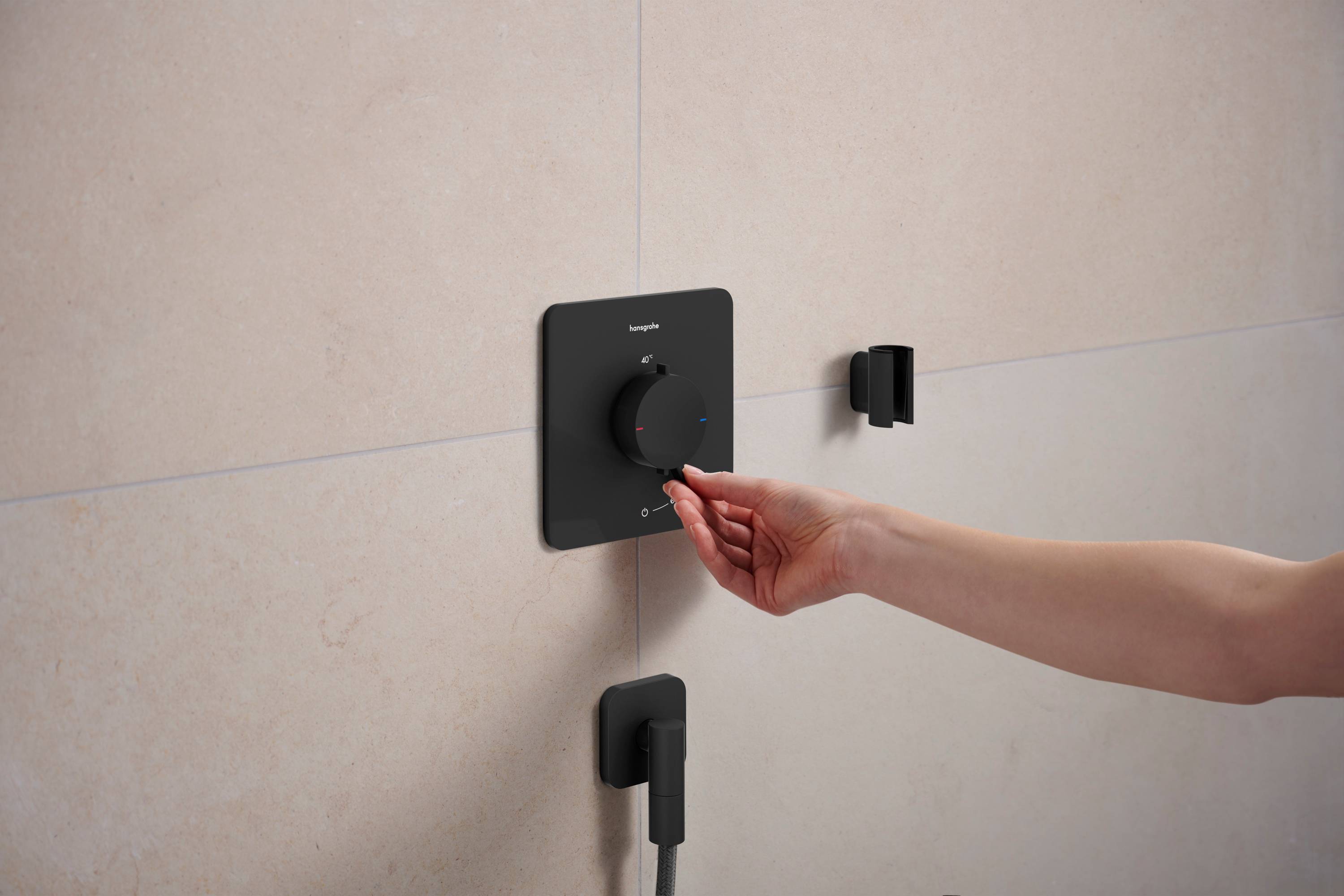 hansgrohe Ecostat Comfort Q Thermostat Unterputz für 1 Verbraucher, Mattschwarz
