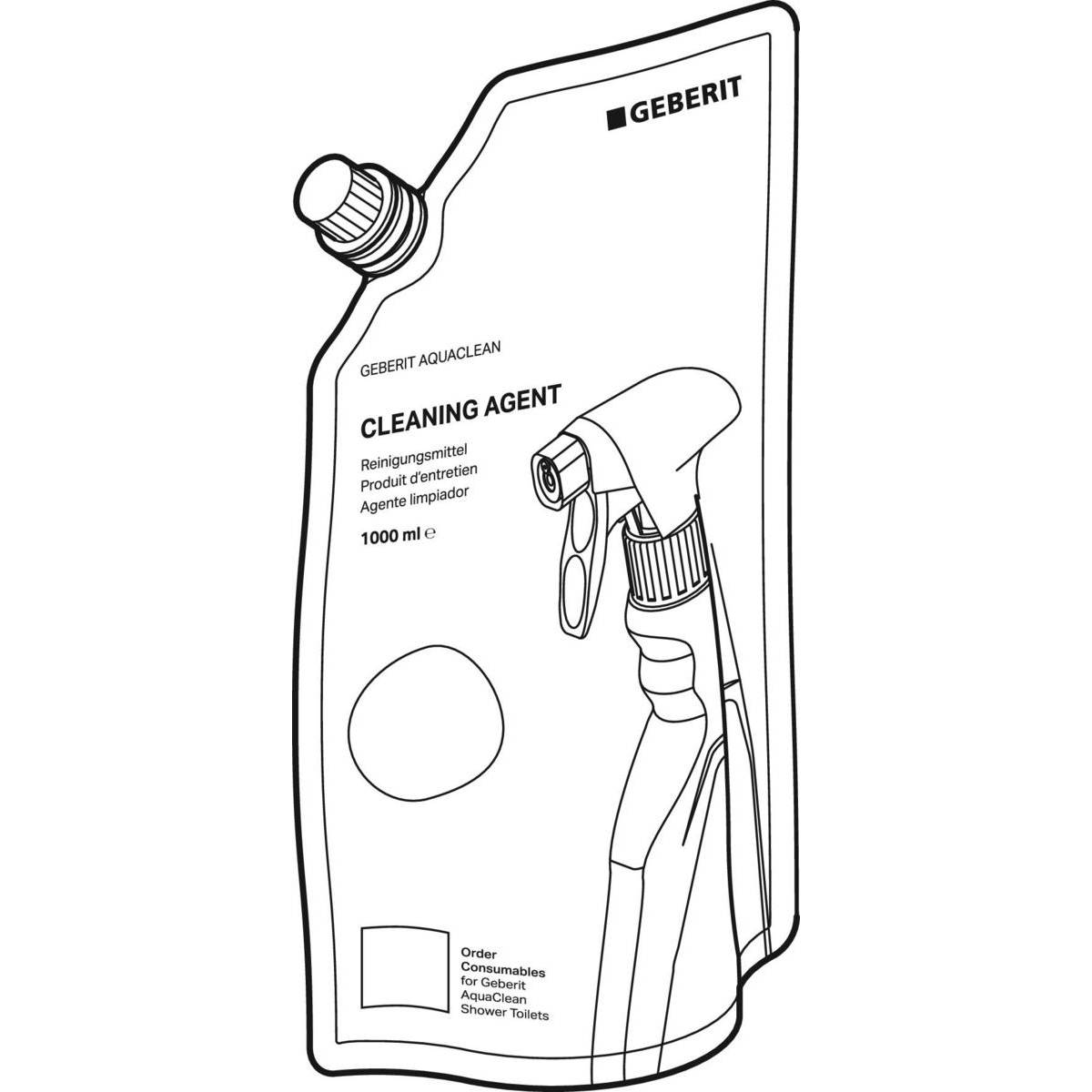 Geberit Nachfüllbeutel AquaClean Reinigungsmittel, Kanister mit 1l, 1 Stk.