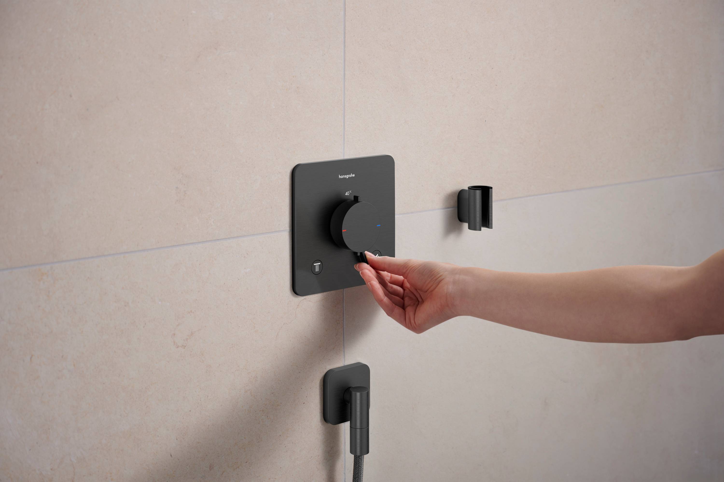 Hansgrohe Ecostat Comfort Q Thermostat Unterputz, 25,7l/min, für 2 Verbraucher, Brushed Black Chrome