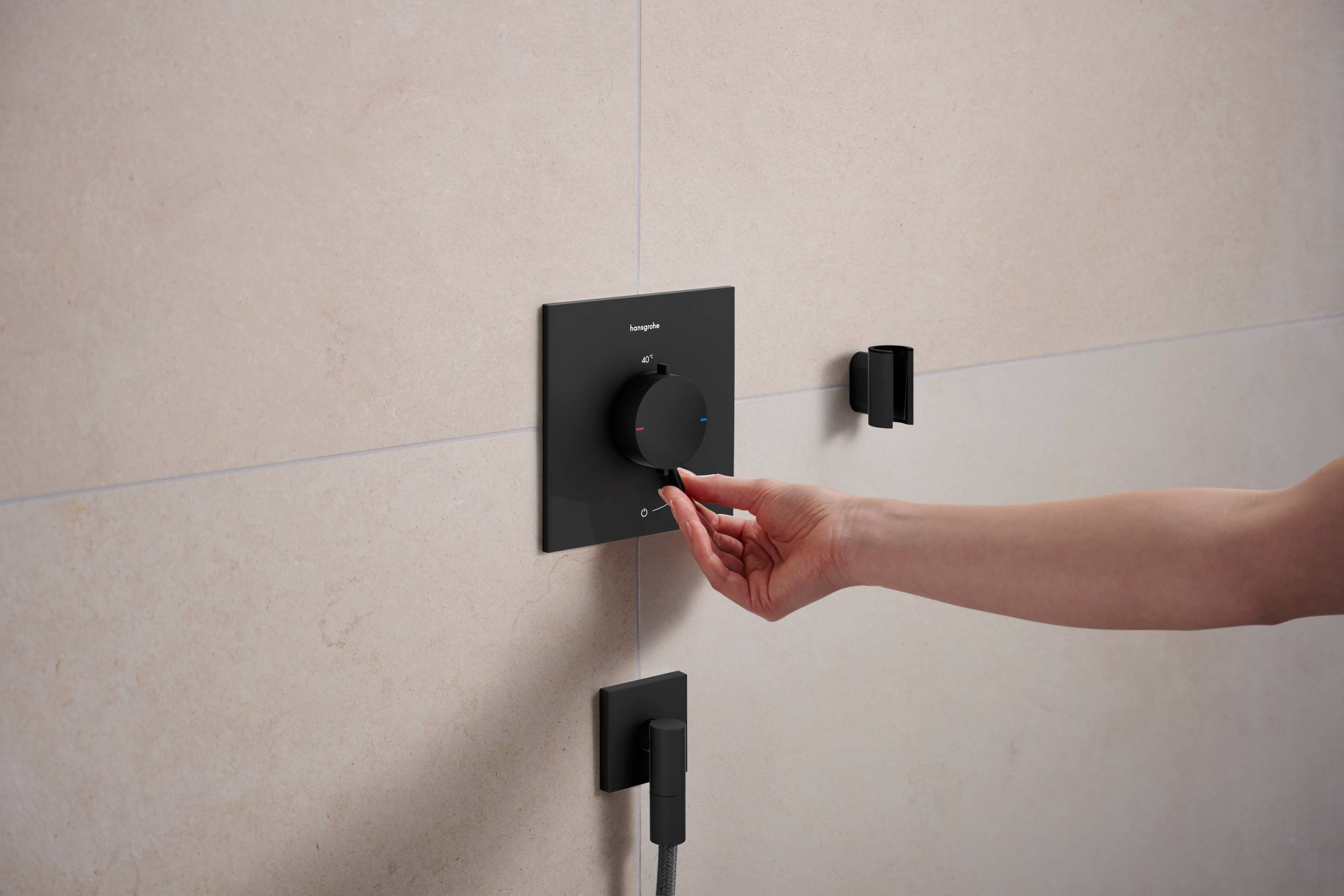 hansgrohe Ecostat Comfort E Thermostat Unterputz für 1 Verbraucher, Mattschwarz