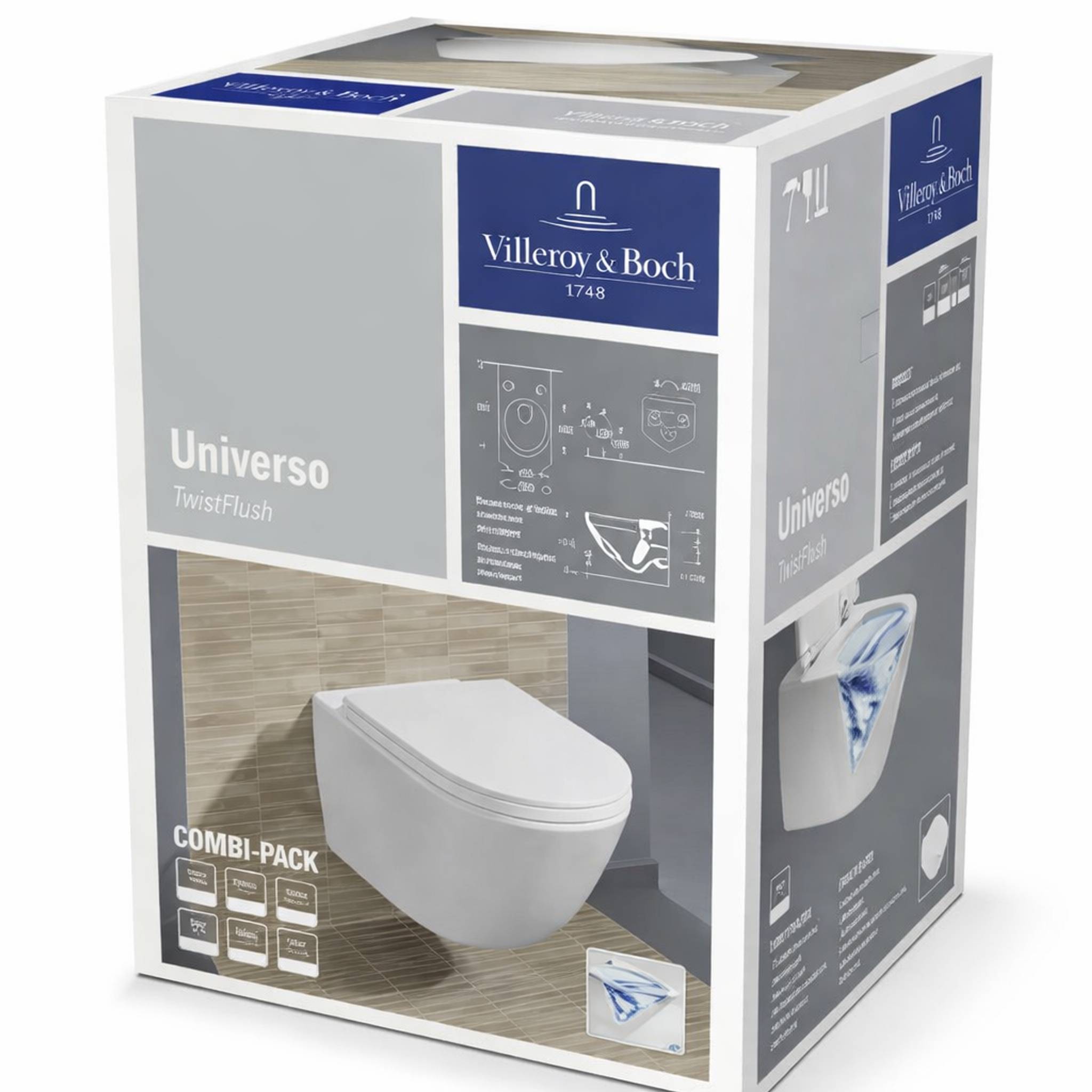 Villeroy & Boch Combi-Pack Tiefspül- Wand-WC, spülrandlos + WC-Sitz, Weiß, 1 Stk.