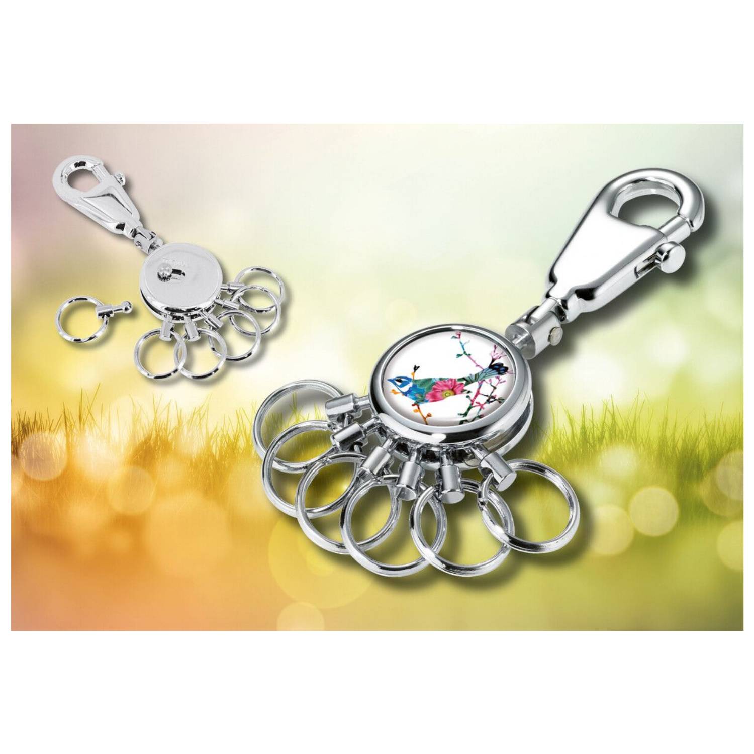 Troika BIRDIE, Schlüsselring, Mehrfarbig, Silber, Metall, Rund, Weiblich, Alle