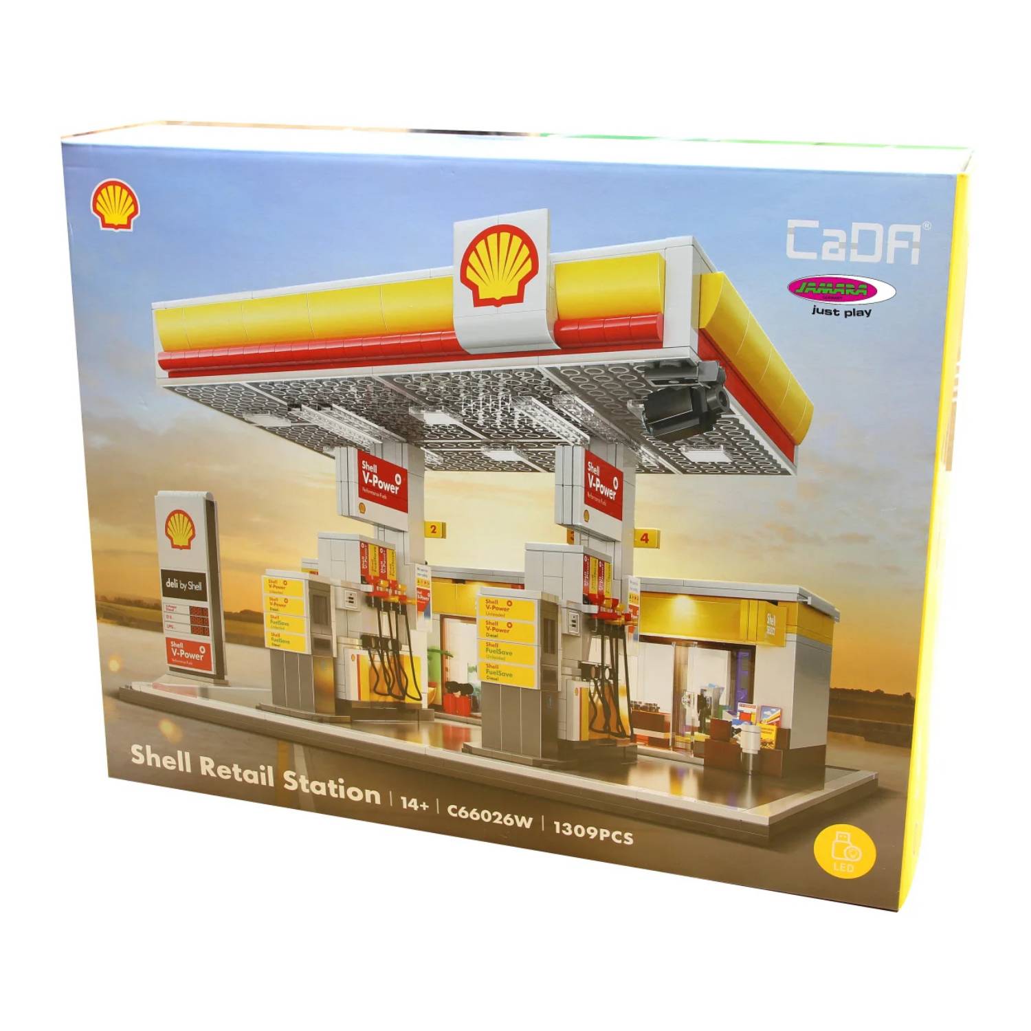 JAMARA CaDA Shell Tankstelle mit Shop und Waschanlage Bricks, Bausatz, 14 Jahr(e), 1309 Stück(e), 2,61 kg