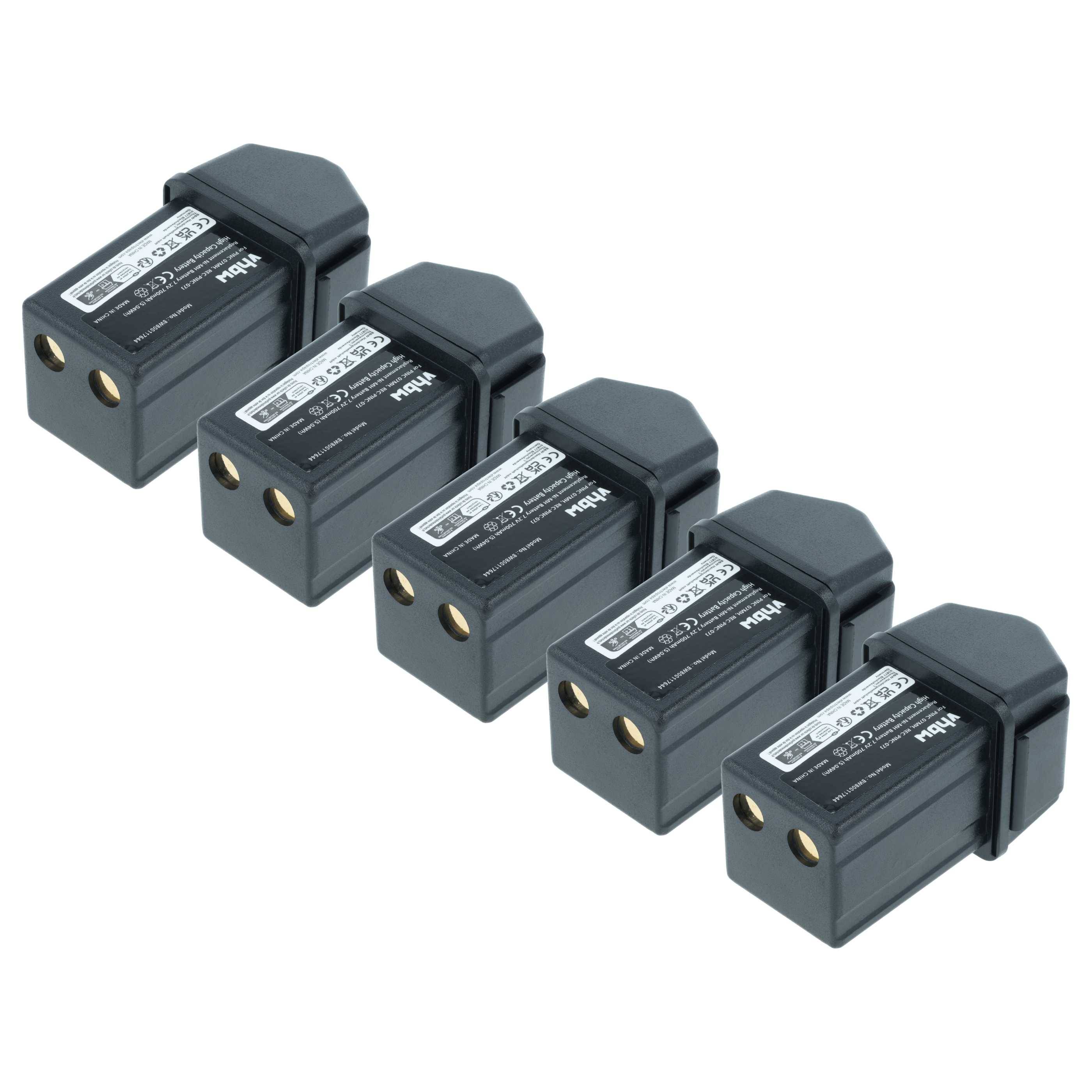 vhbw 5x Akku Ersatz für Elca REC-PINC-07J, PINC 07MH, PINC-07MH für Fernbedienung Remote Control (700 mAh, 7,2 V, NiMH)