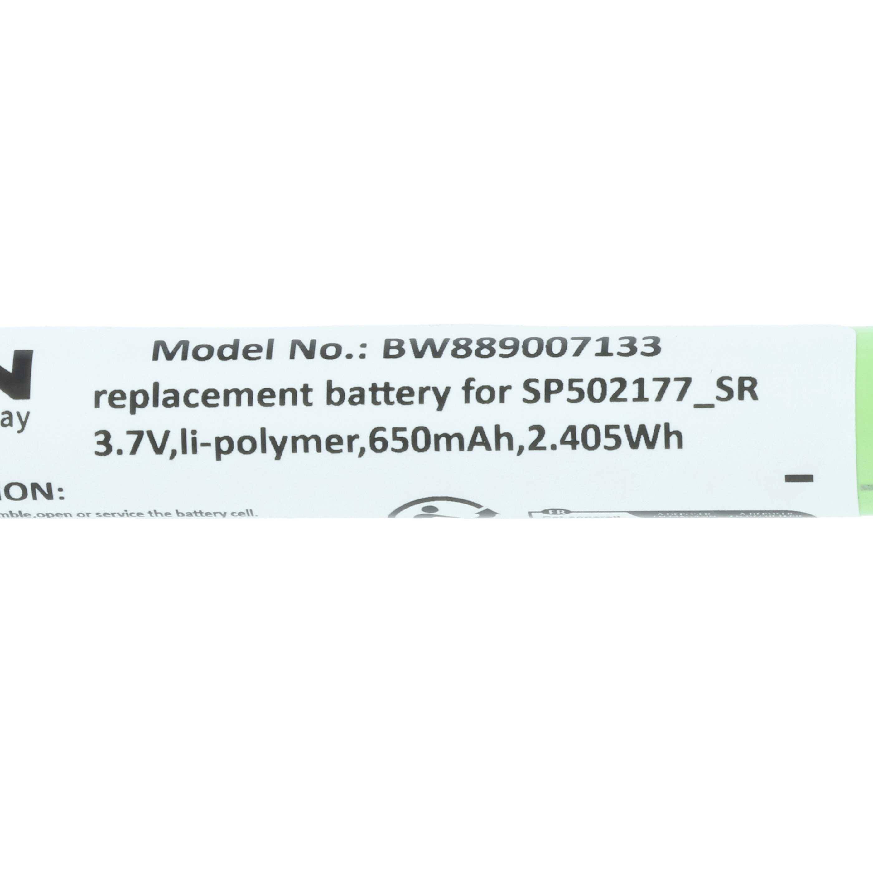 vhbw 2x Akku Ersatz für Ledlenser SP502177_SR für Taschenlampe Kopflampe (650 mAh, 3,7 V, Li-Polymer)