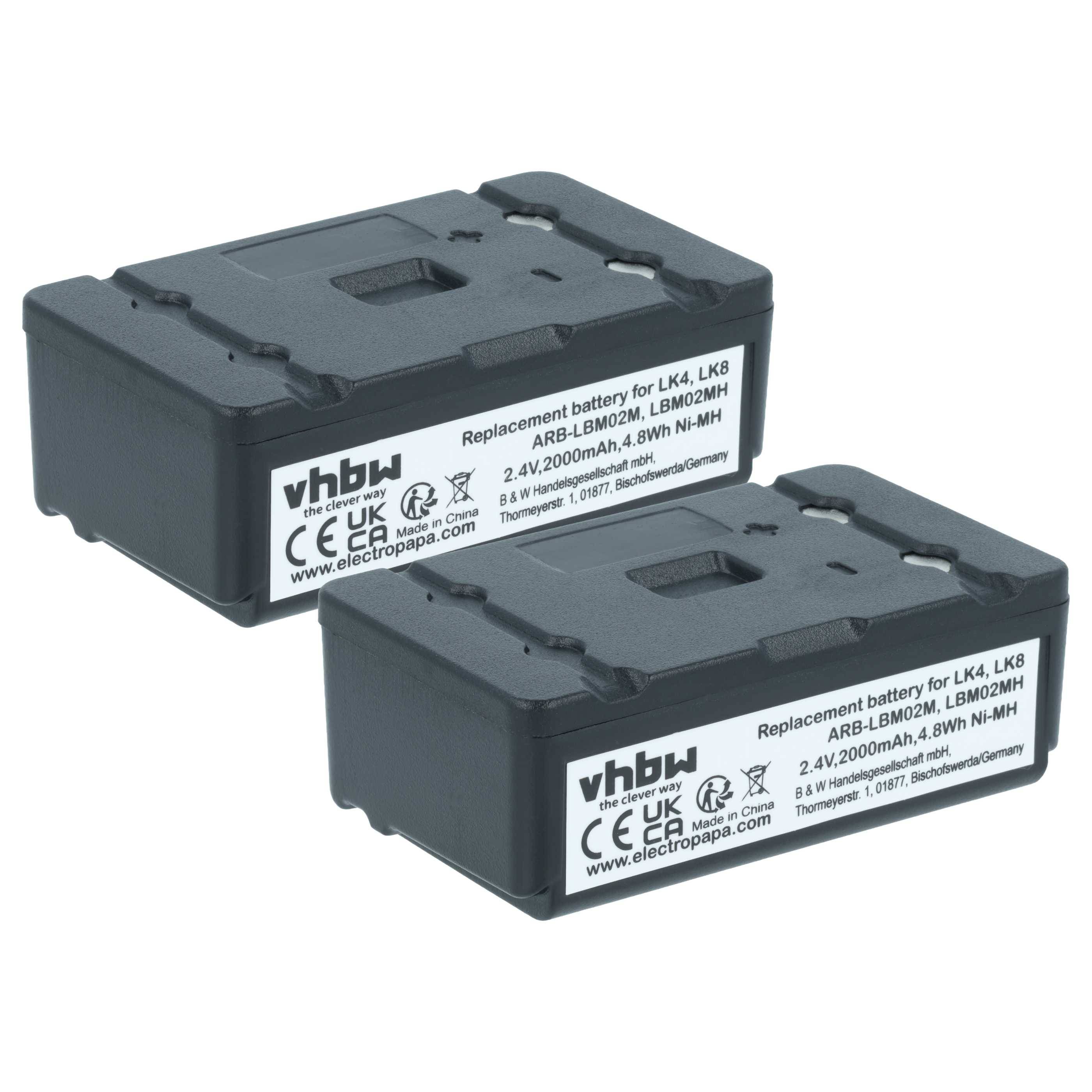 vhbw 2x Akku kompatibel mit Autec LK8, Light LK8, Light LK6, Light LK4, LK6, LK4 Fernbedienung Remote Control (2000 mAh