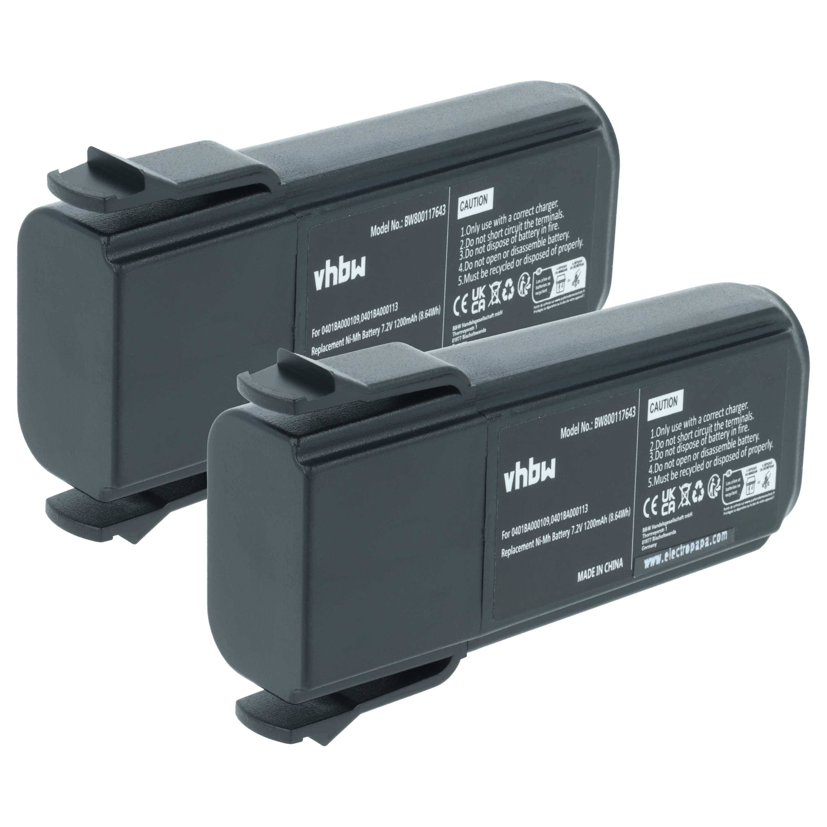 vhbw 2x Akku kompatibel mit Elca TECHNO-M, SILUX GENIO, SFERA GENIO Fernbedienung Remote Control (1200 mAh, 7,2 V, NiMH)