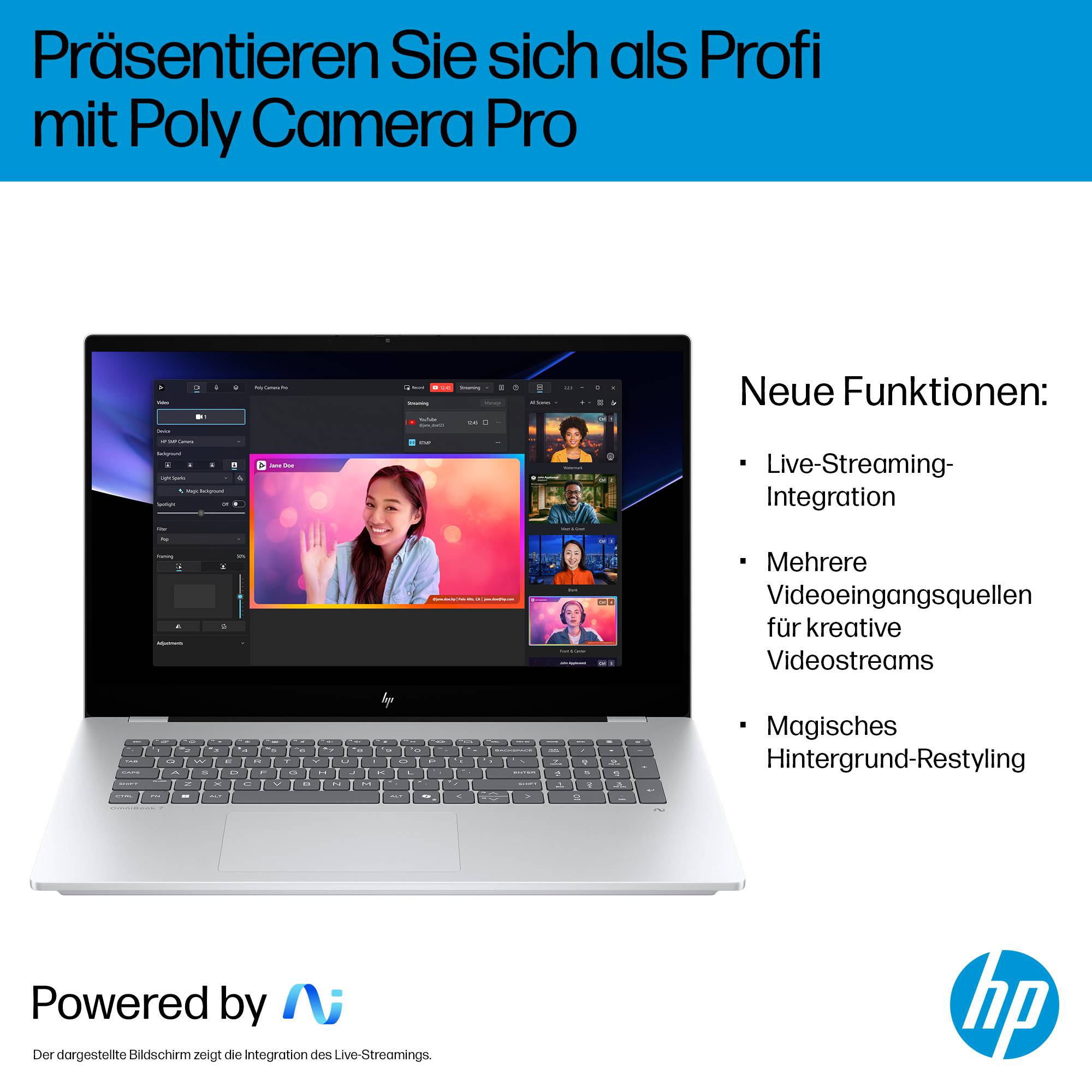 HyperX HP OmniBook 7 Next Gen AI 17-dc0181ng, Intel Core Ultra 7, 43,9 cm (17.3"), 1920 x 1080 Pixel, 32 GB, 2 TB, Win