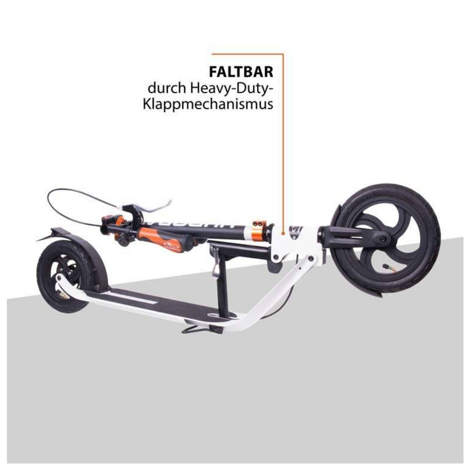 HUDORA BigWheel Air 230 Dual Brake, Universal, Klassischer Roller, Beide Geschlechter, 120 kg, 2 Rad/Räder, Schwarz, Wei