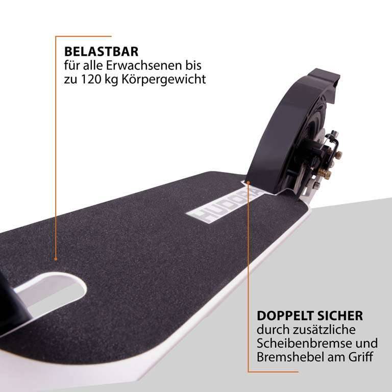 HUDORA BigWheel Air 230 Dual Brake, Universal, Klassischer Roller, Beide Geschlechter, 120 kg, 2 Rad/Räder, Schwarz, Wei
