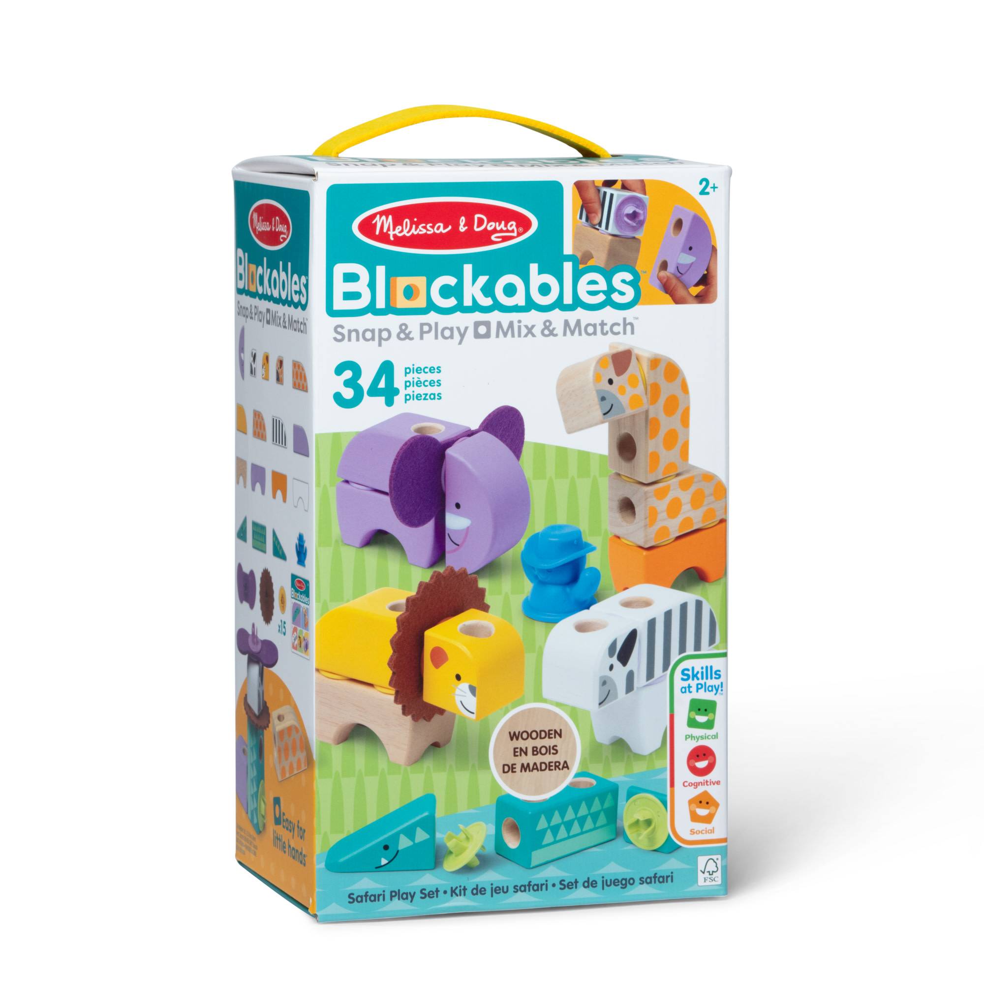 Spin Master Melissa & Doug Blockables Safari Bauset, 34 Teile, 2 Jahr(e), 34 Stück(e), Holz