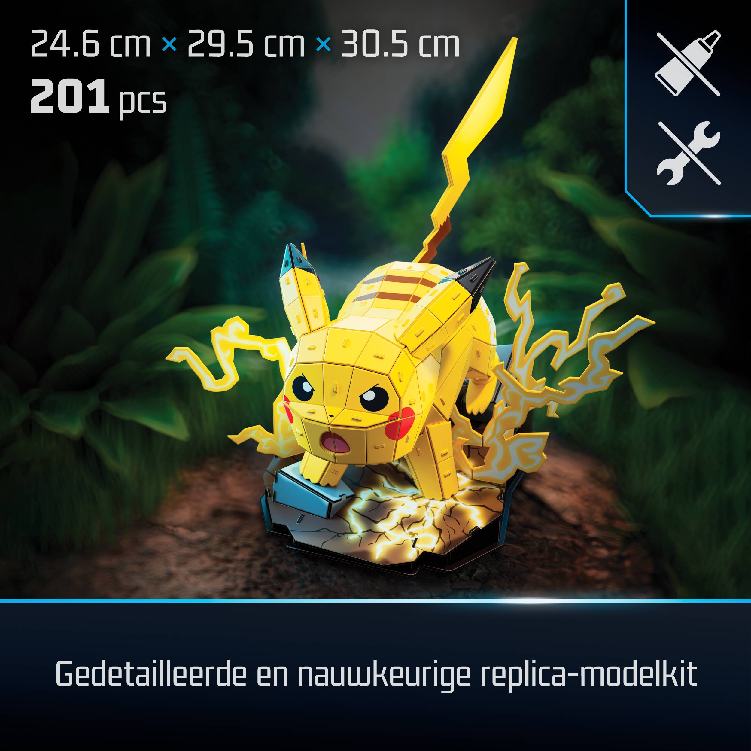Spin Master 4D Build - Pokémon Pikachu - detailreicher 3D-Modellbausatz, 201 Stück(e), Cartoons, 12 Jahr(e)