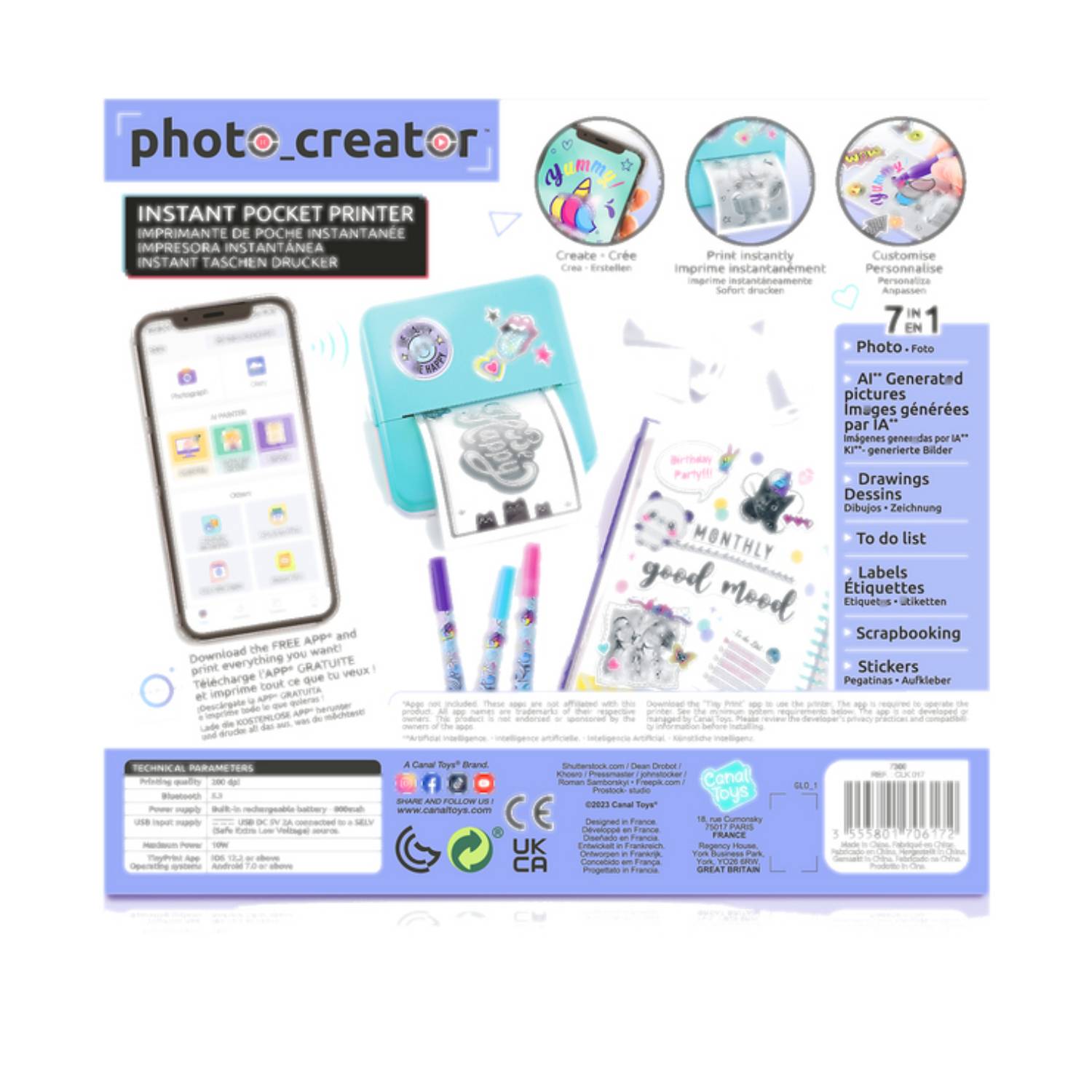 Canal Toys Instant Pocket Printer, 8 Jahr(e), Mehrfarbig